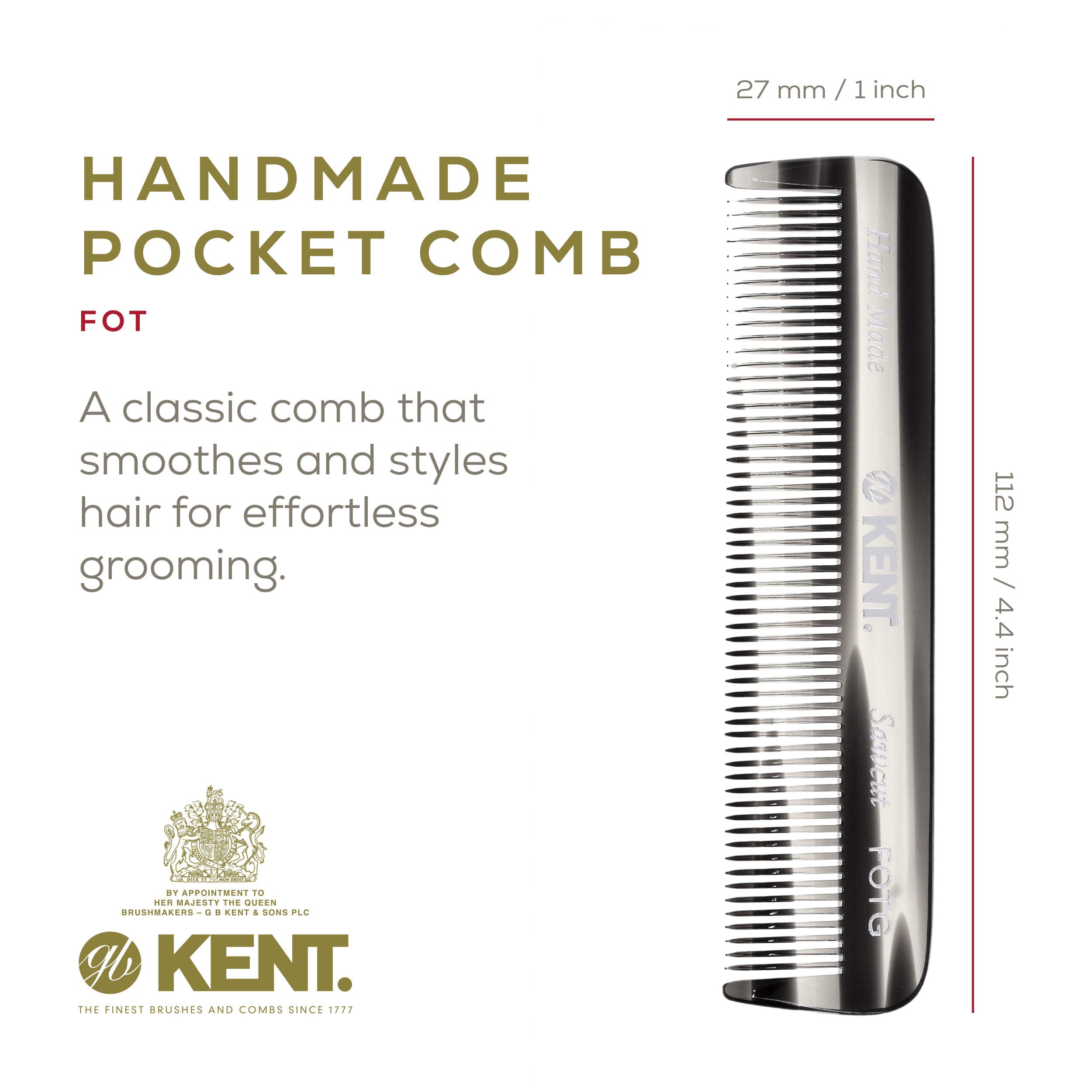 4.5" Handmade Fine Tooth Pocket Comb