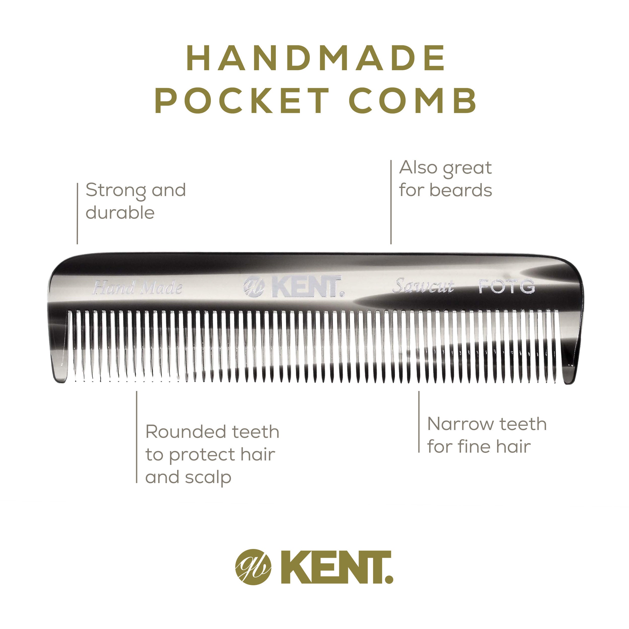 4.5" Handmade Fine Tooth Pocket Comb