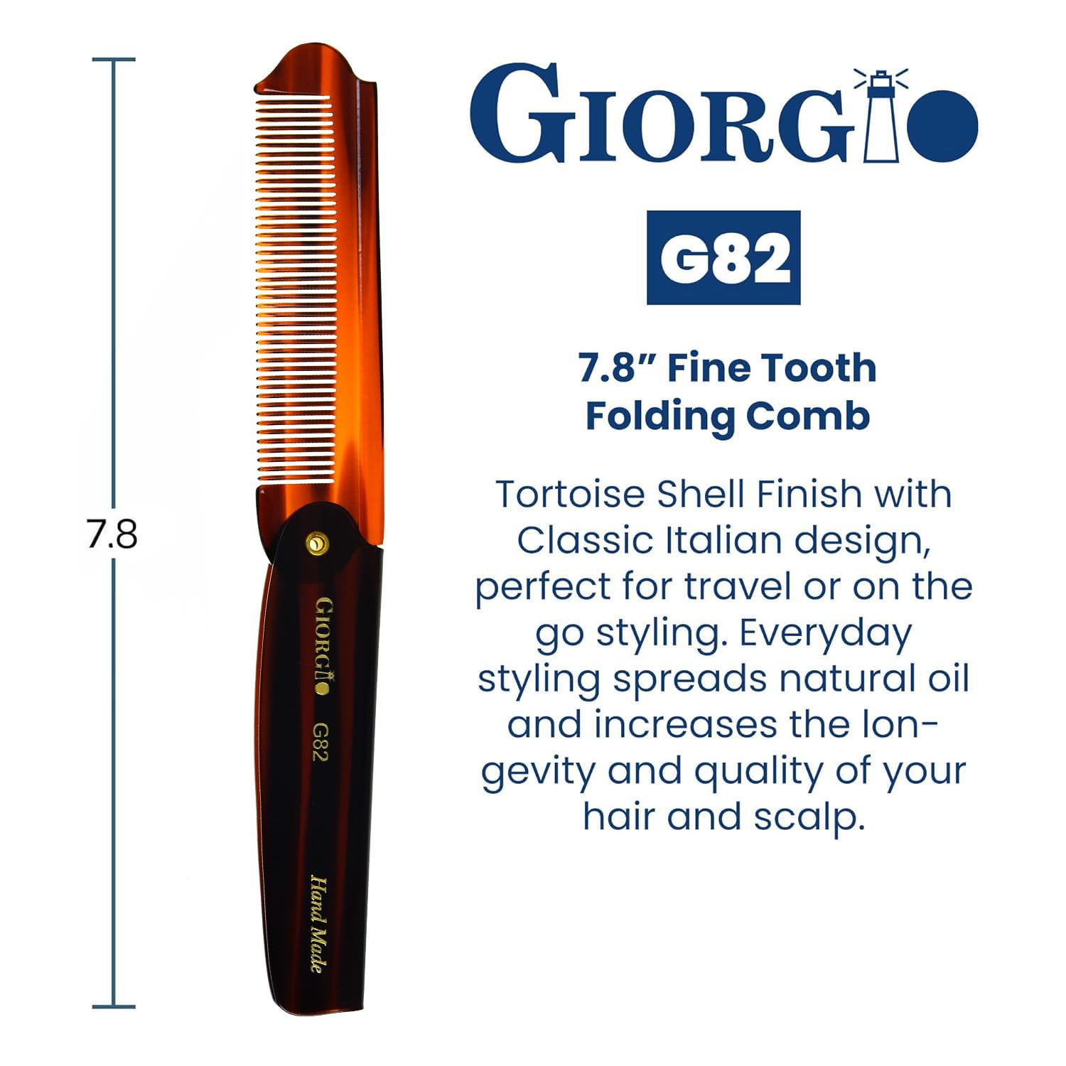7.85" Handmade Fine Tooth Folding Pocket Comb