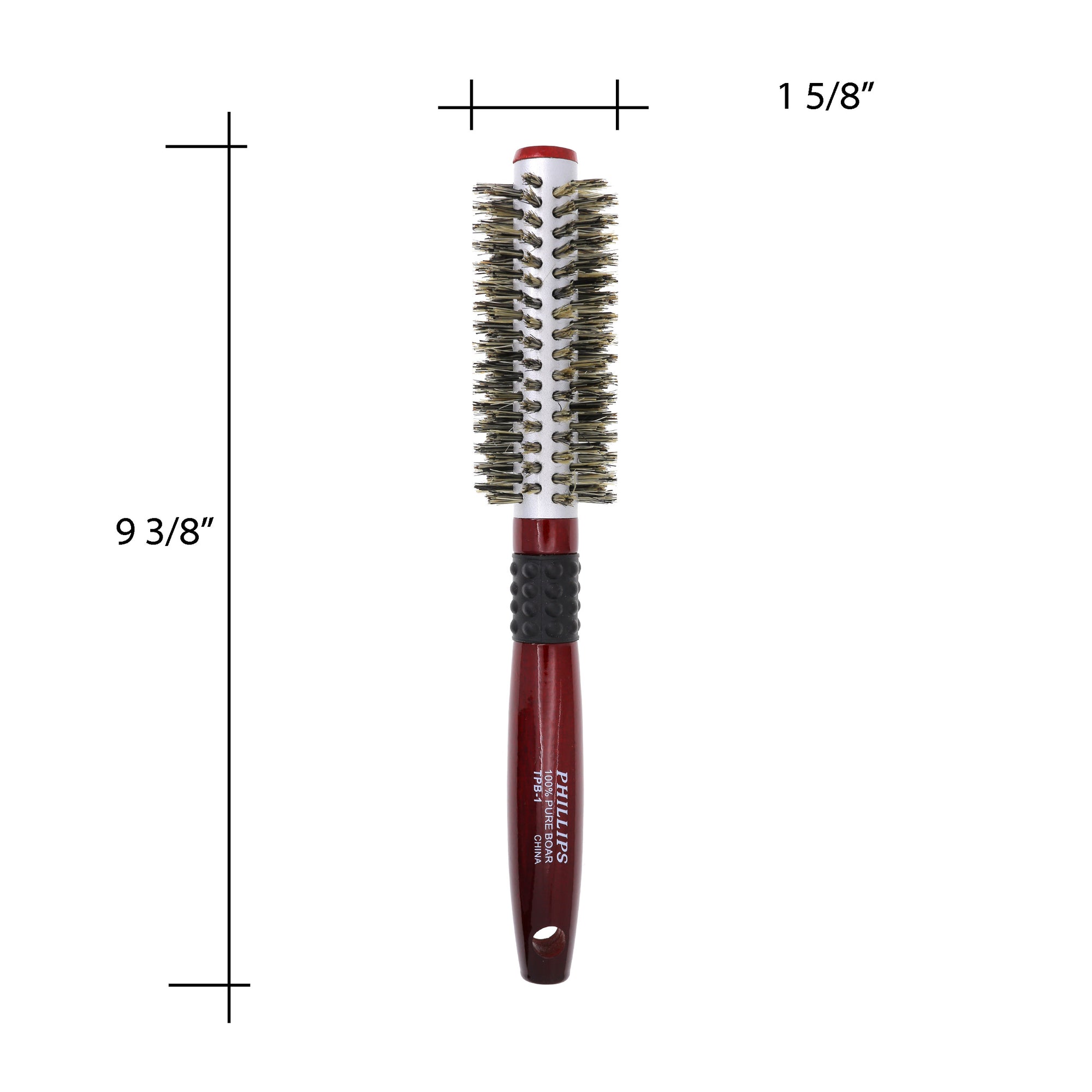 1.5" Natural Bristle Round Hair Brush with Metal Core