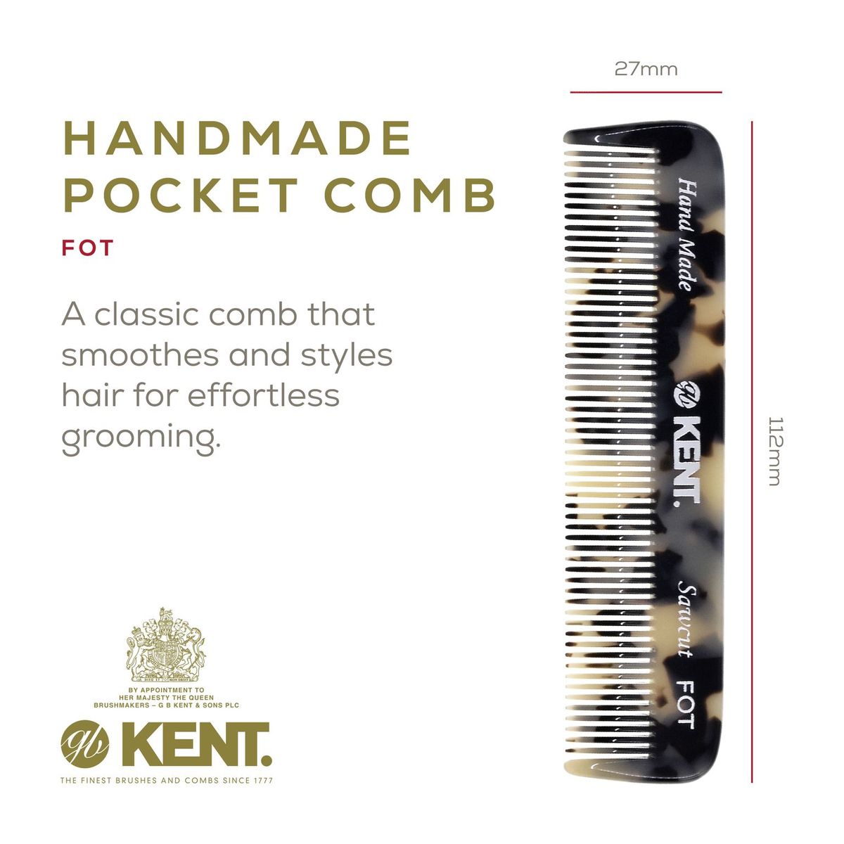 4.5" Handmade Fine Tooth Pocket Comb