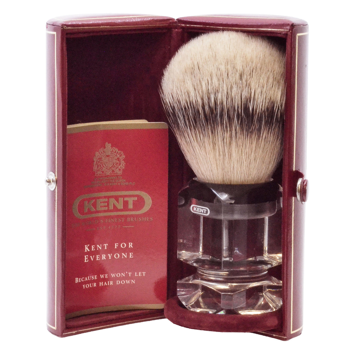Kent Silvertip Badger Shaving Brush, Square Clear Acrylic Handle