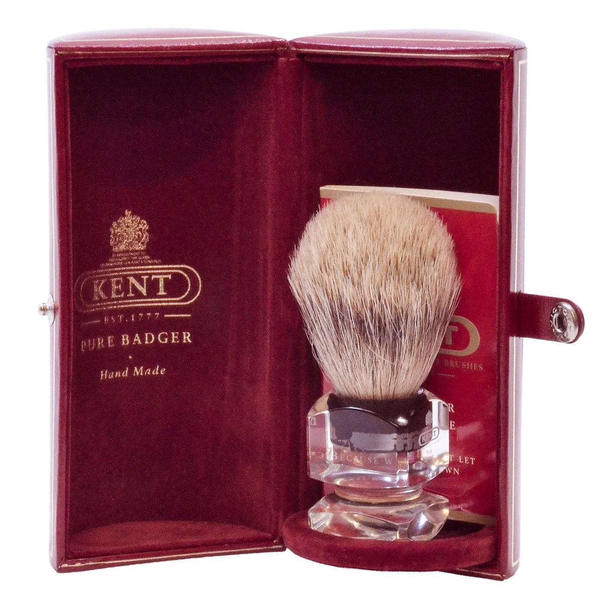 Kent Silvertip Badger Shaving Brush, Square Clear Acrylic Handle