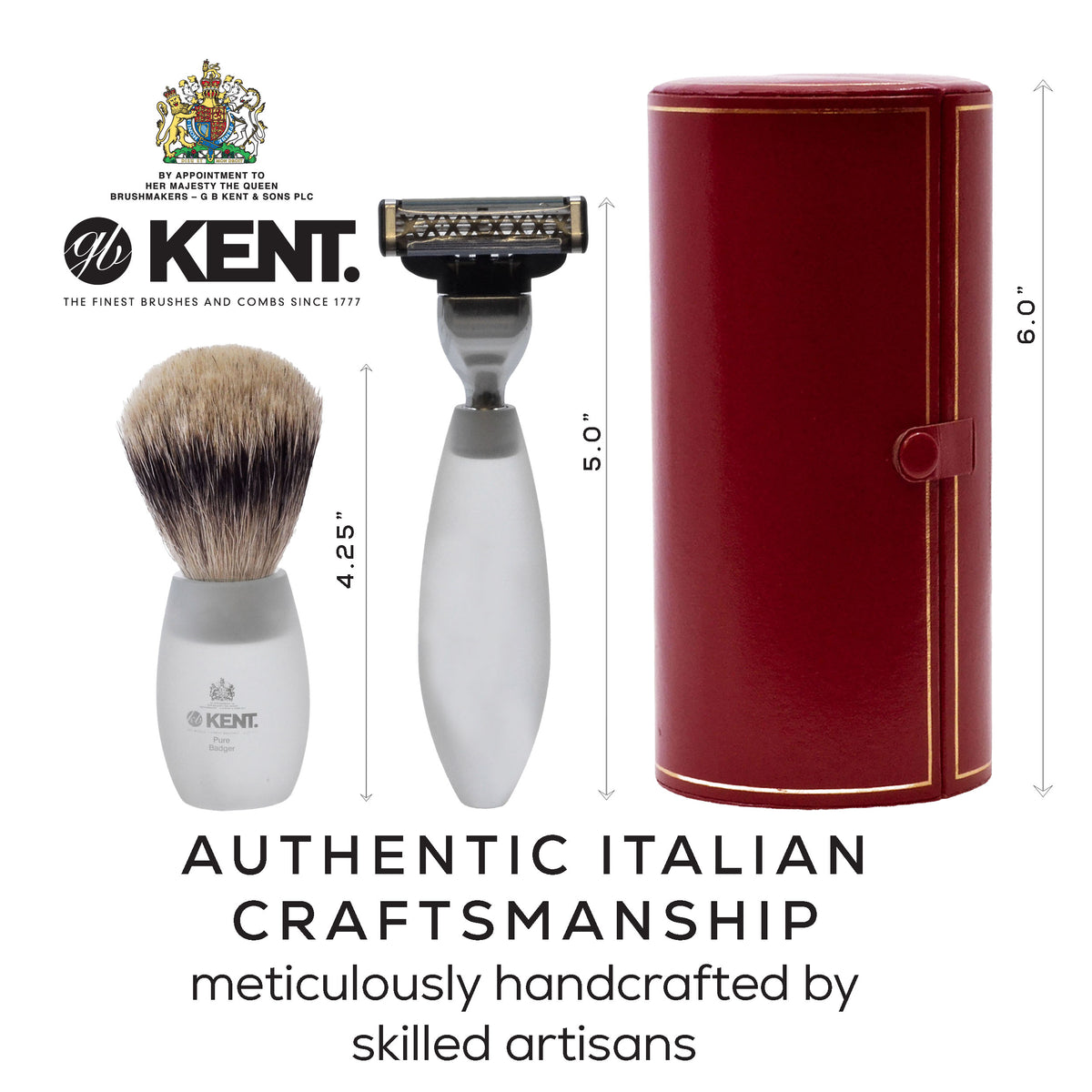 Kent White Resin 2-Piece Shaving Set