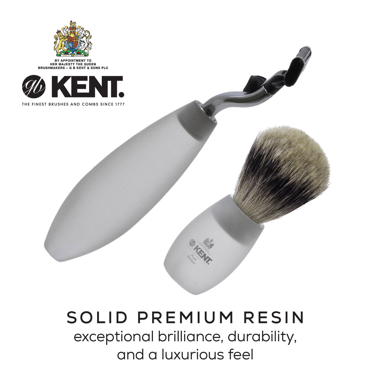 Kent White Resin 2-Piece Shaving Set