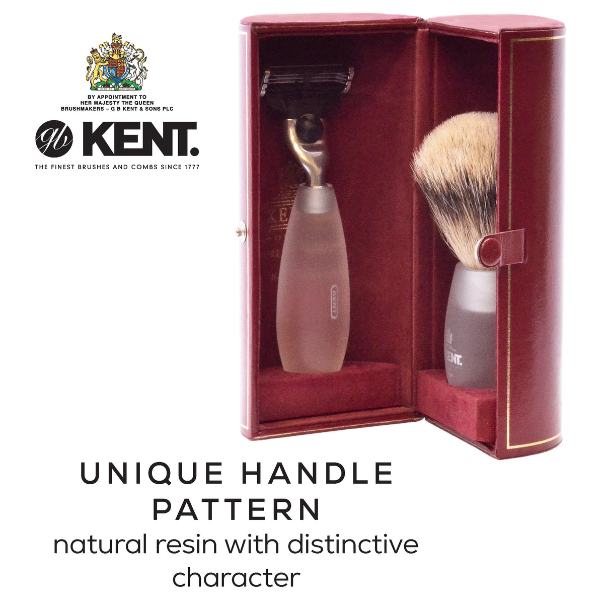 Kent White Resin 2-Piece Shaving Set