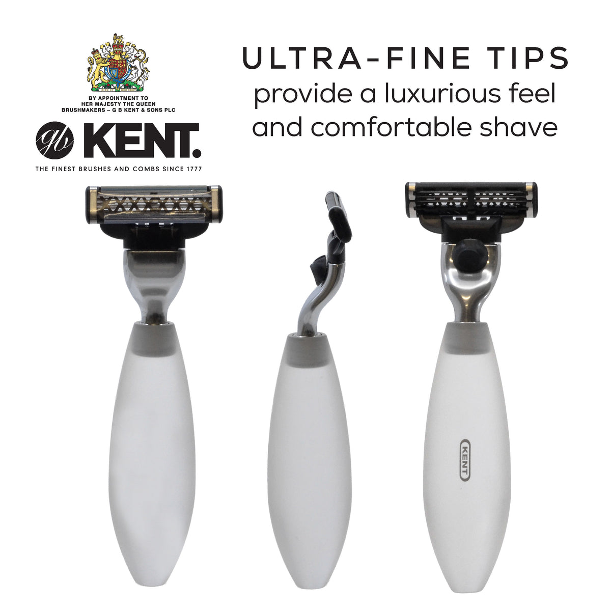 Kent White Resin 2-Piece Shaving Set
