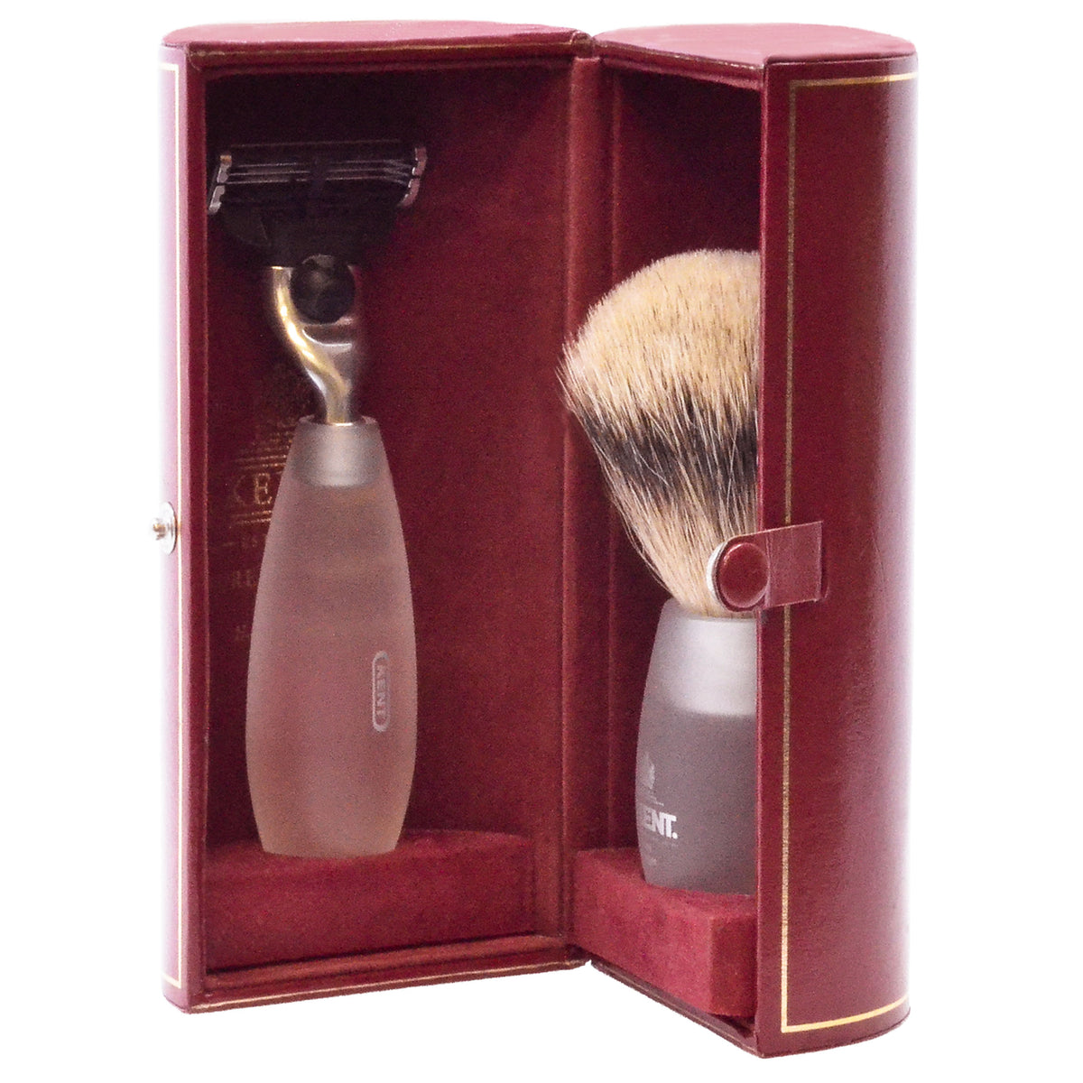 Kent White Resin 2-Piece Shaving Set