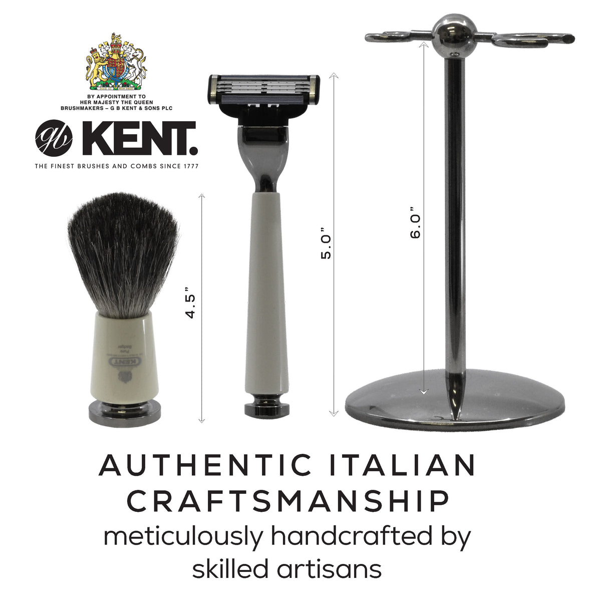 Kent Ivory Resin 3-Piece Shaving Set