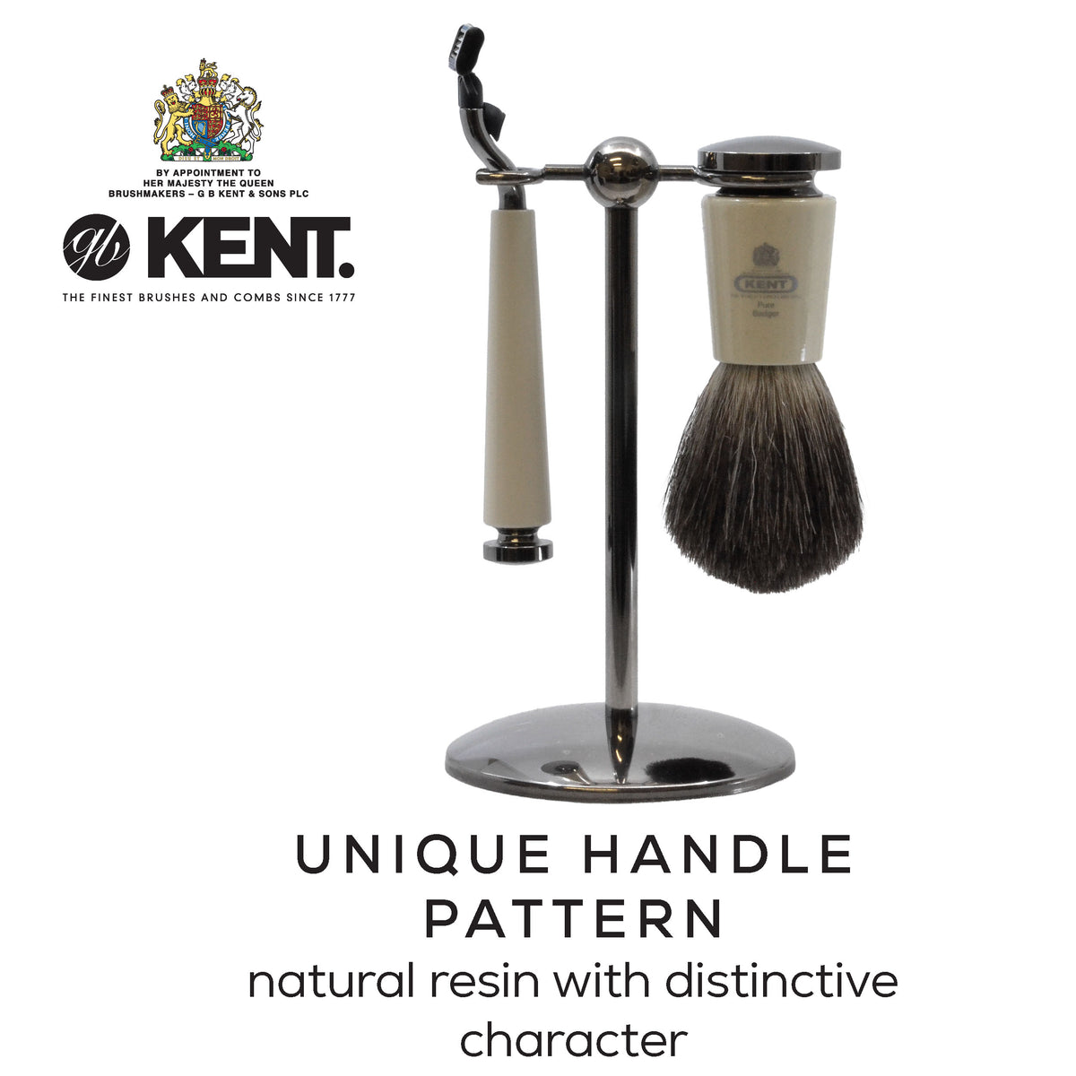Kent Ivory Resin 3-Piece Shaving Set