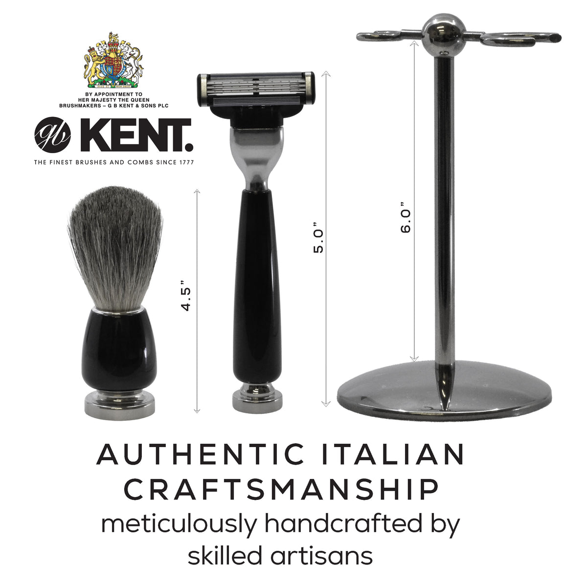 Kent Black Resin 3-Piece Shaving Set