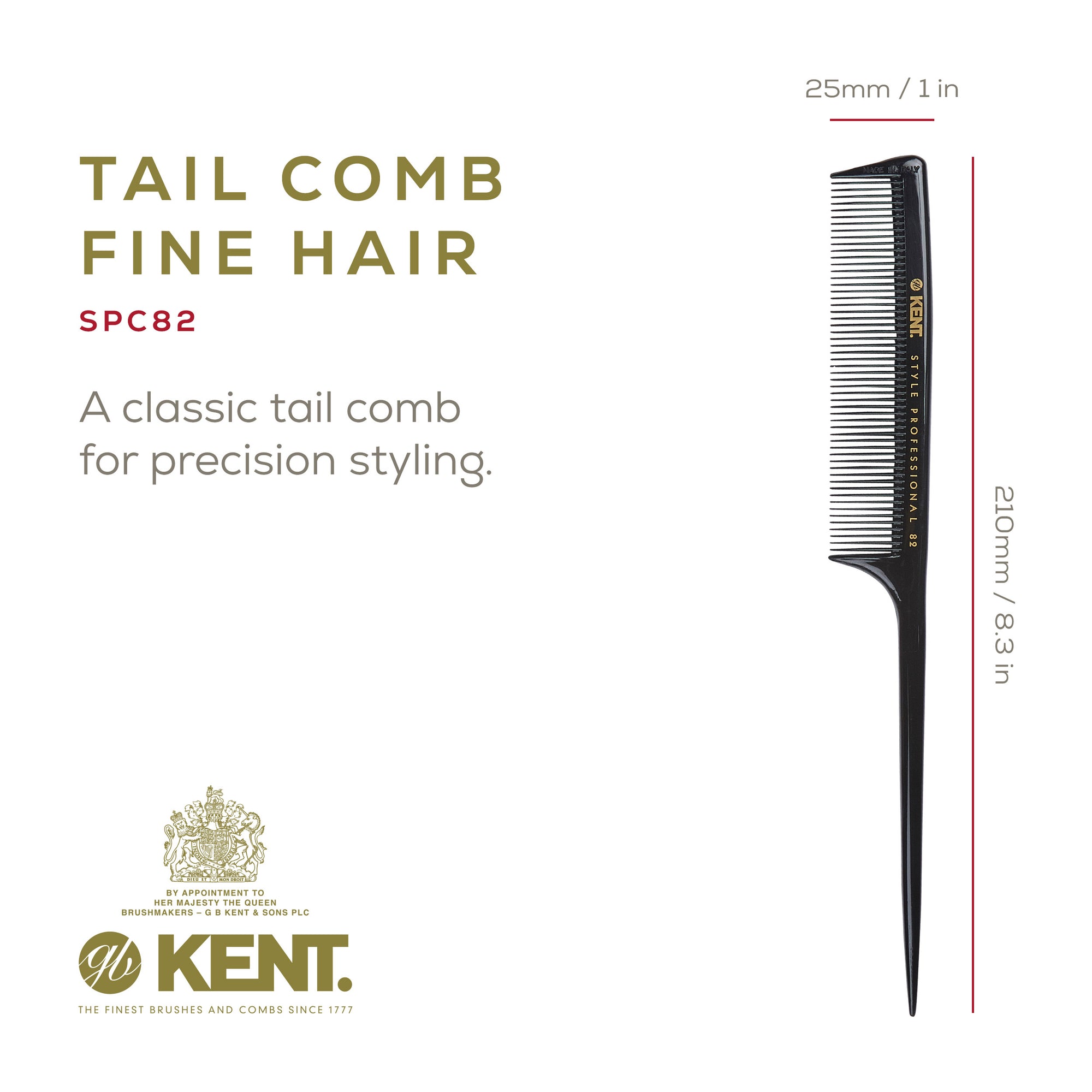 8.6" Professional Fine Tooth Rat Tail Comb for Sectioning