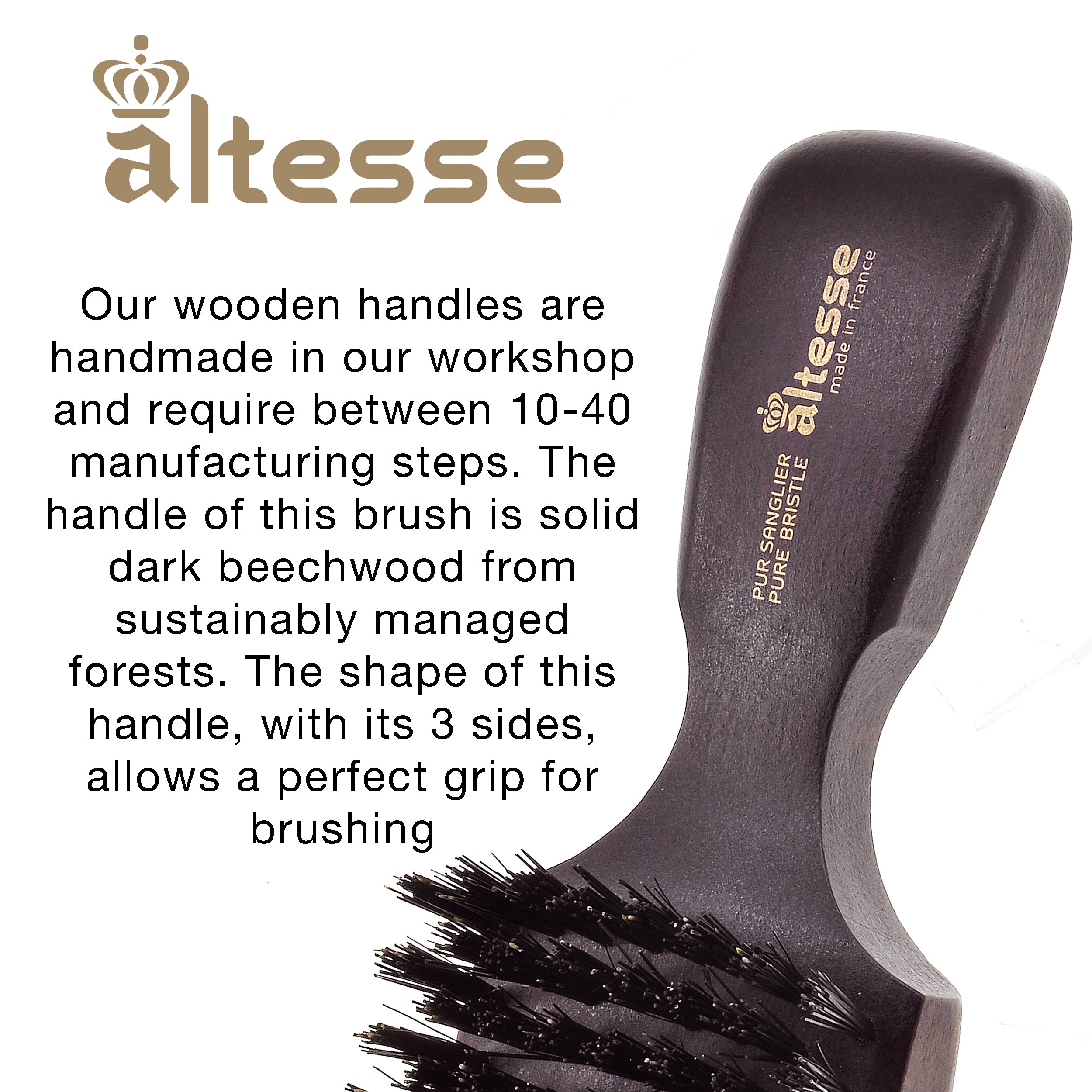 Altesse Boar Bristle Hair, Beard, and Mustache Club Brush