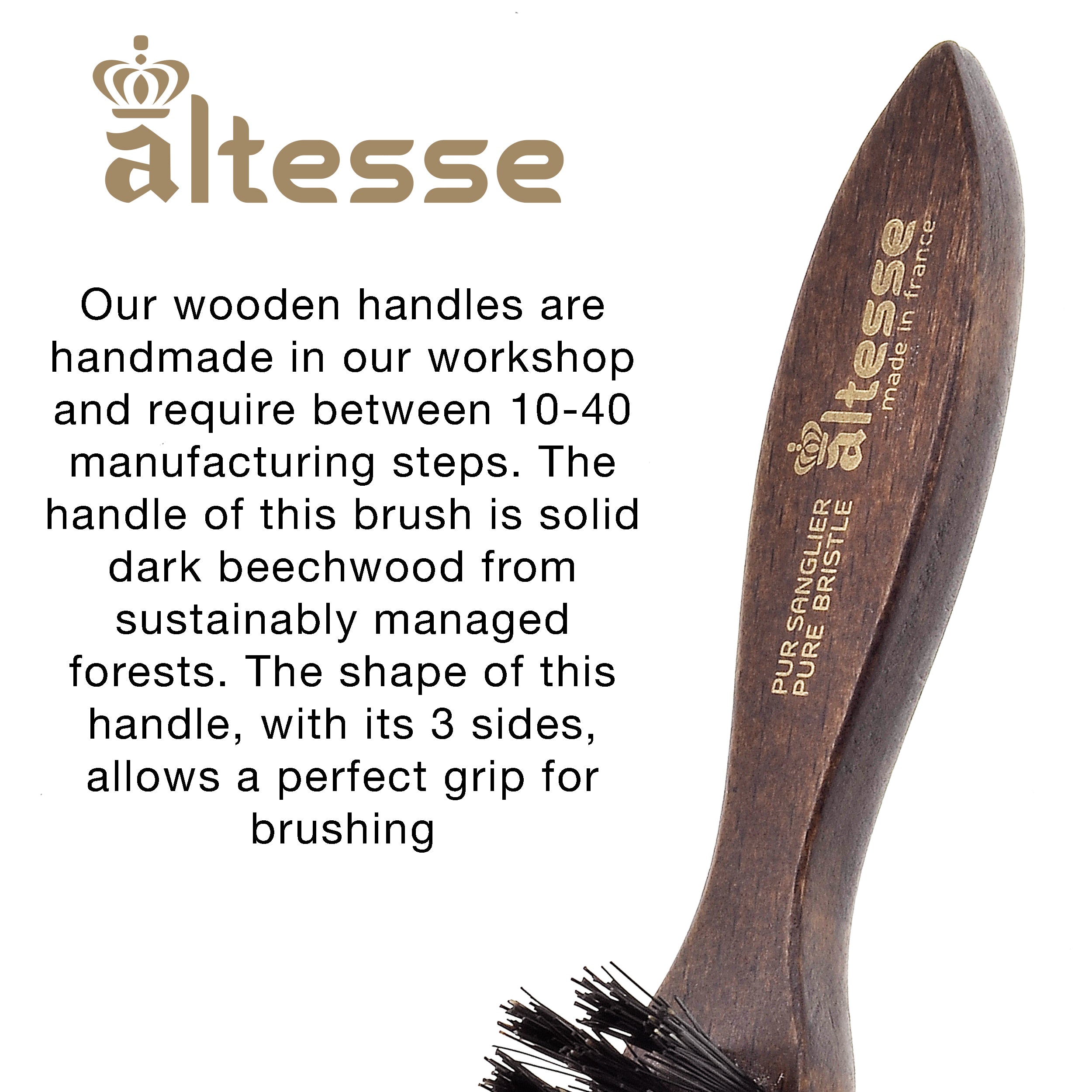 Altesse Boar Bristle Pocket Beard and Mustache Brush (5.5")