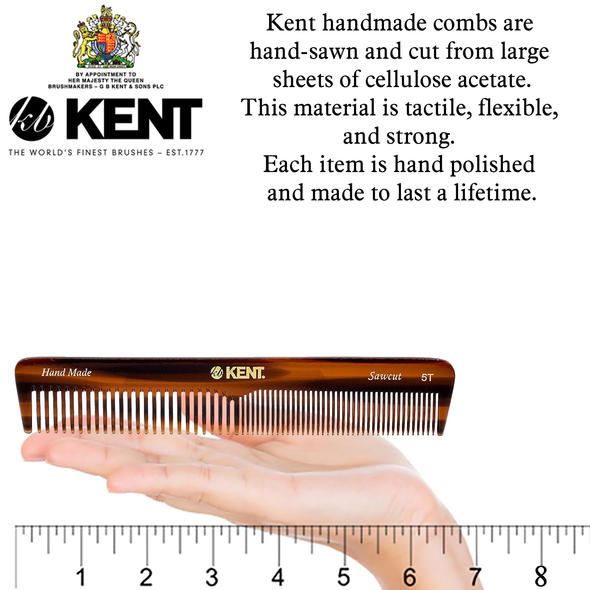 6.6" Handmade Fine and Wide Tooth Dressing Comb
