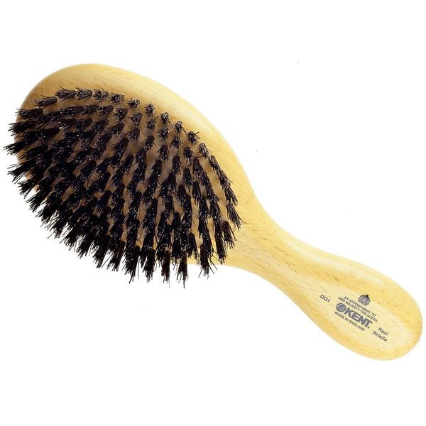 Kent OG1 Finest Men's Classic Oval Club Pure Black Bristle Hair Brush