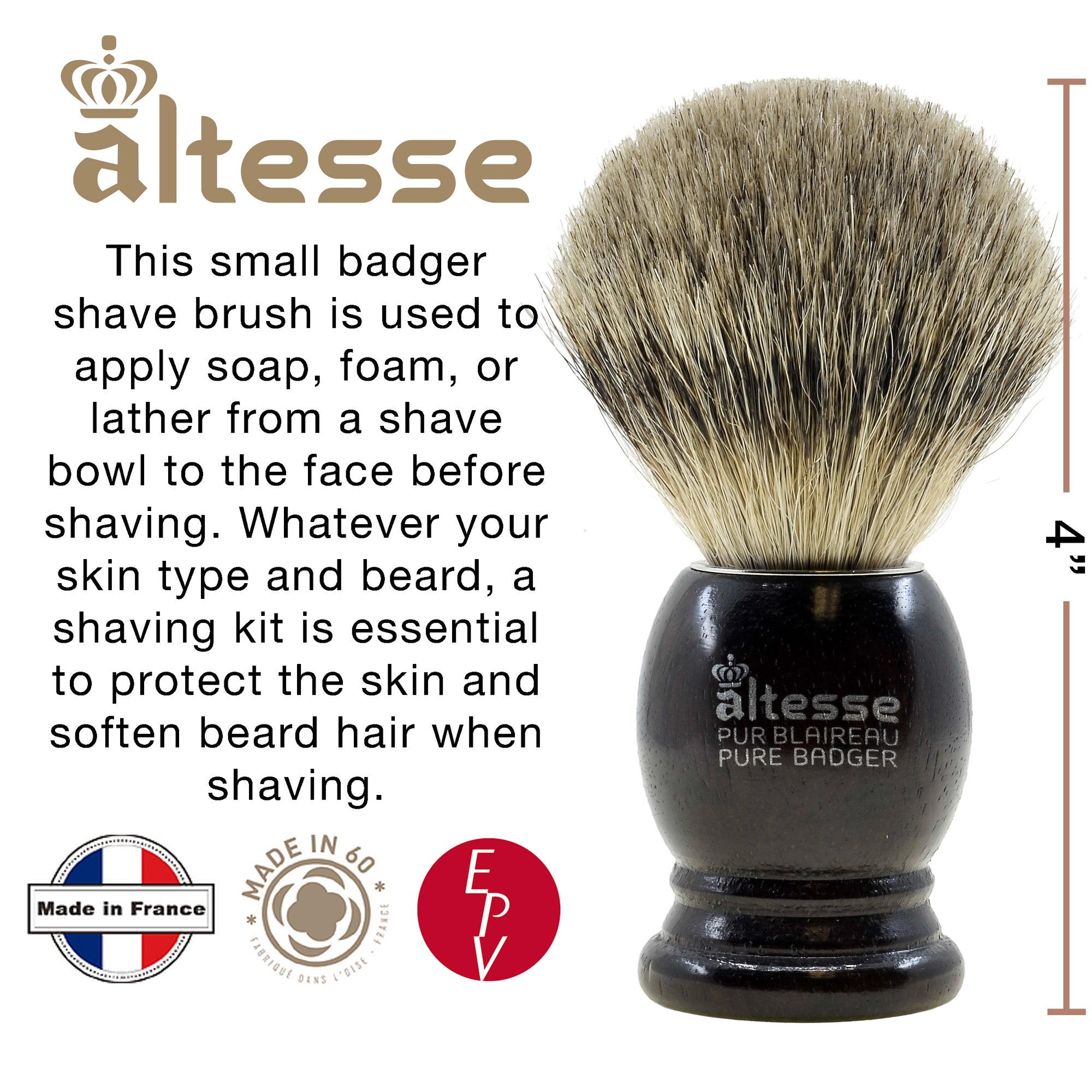 Altesse Natural Bristle French-Made Shaving Brushes