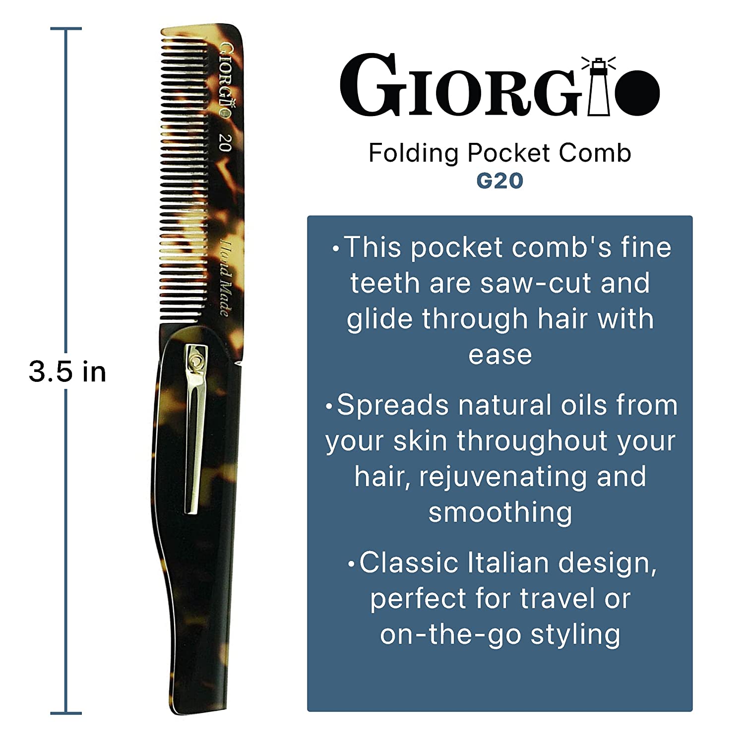 Giorgio Men's Tokyo Folding Pocket Comb Hair, Mustache and Beard