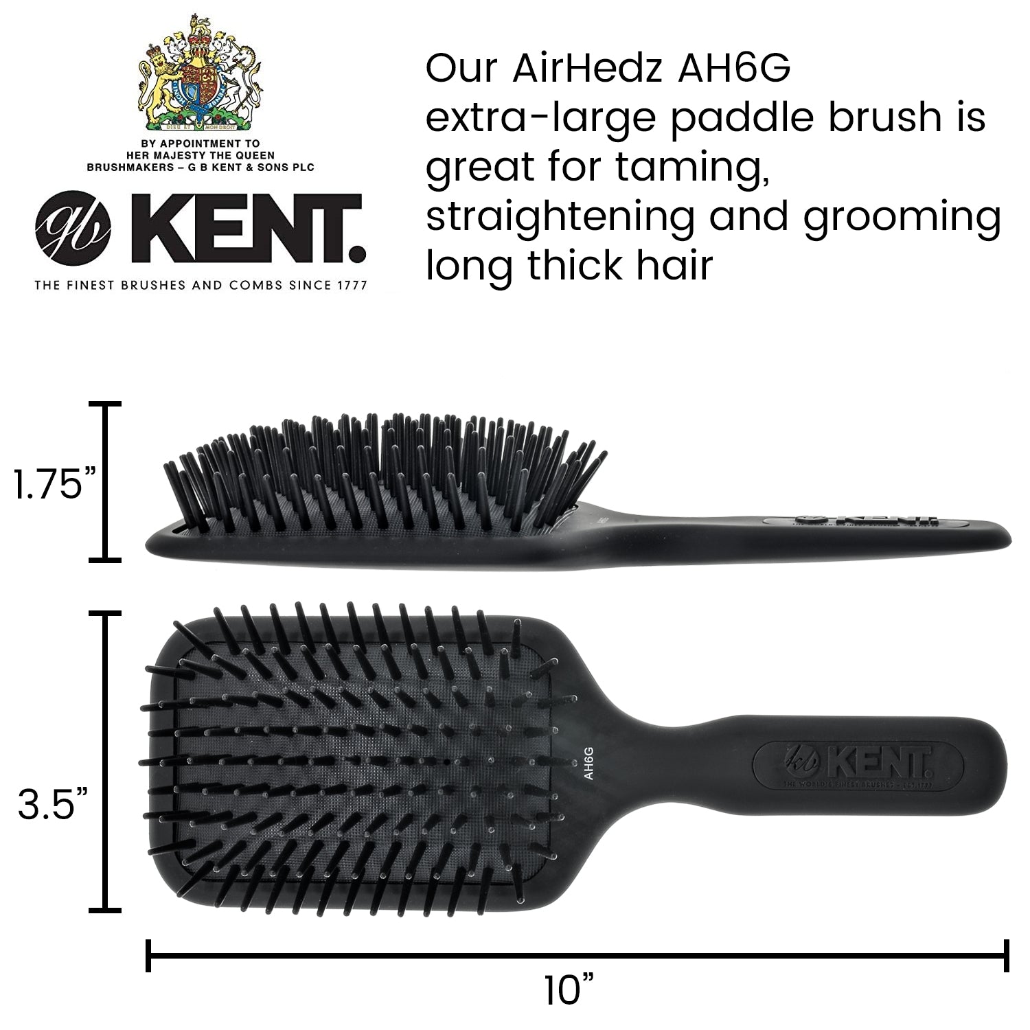 Kent Airhedz Extra Large Large Pin Paddle Hair Brush