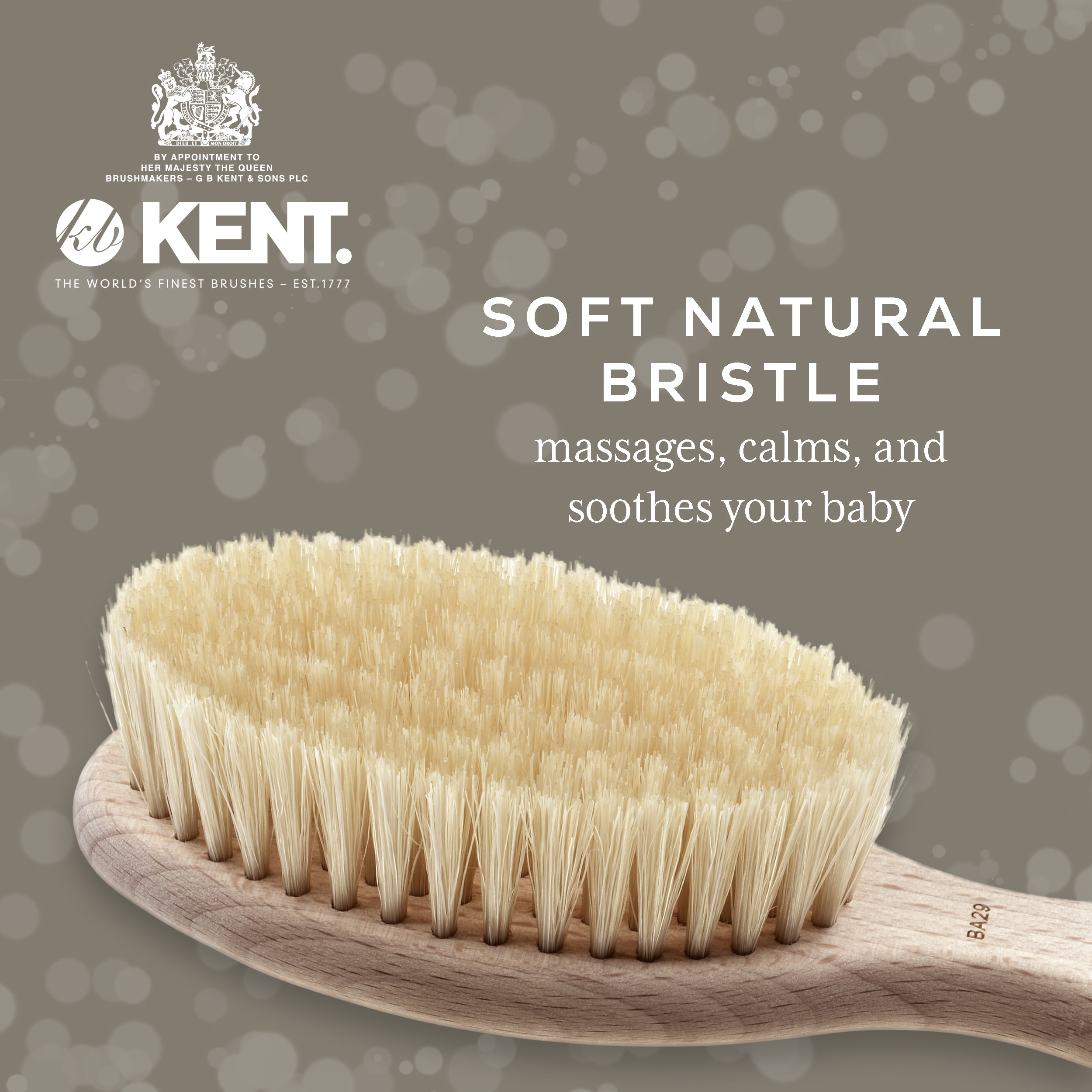 Soft White Boar Bristle Baby Hair Brush with Travel Pouch