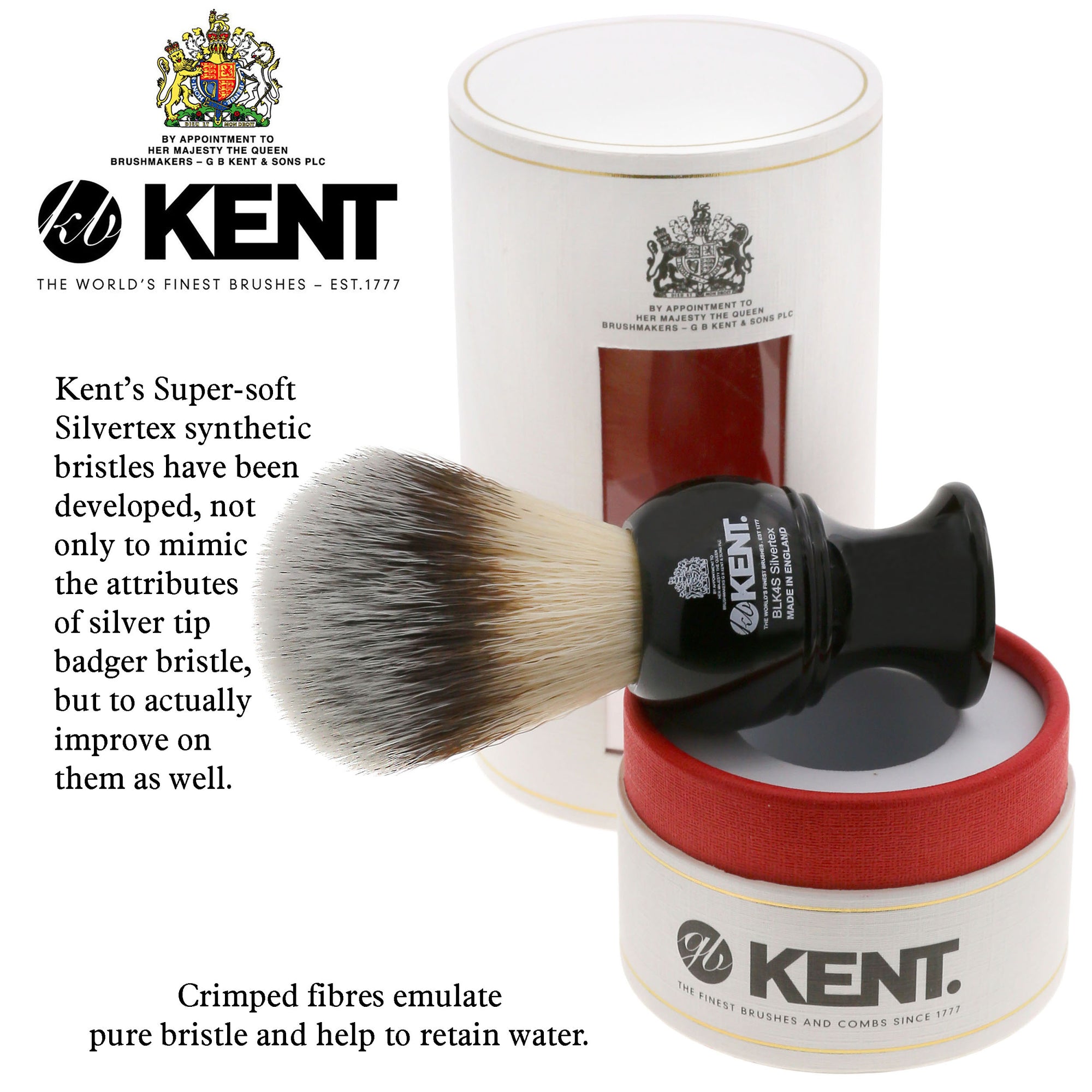 Kent BLK4S Shaving Brush Travel Small Size Synthetic Bristles