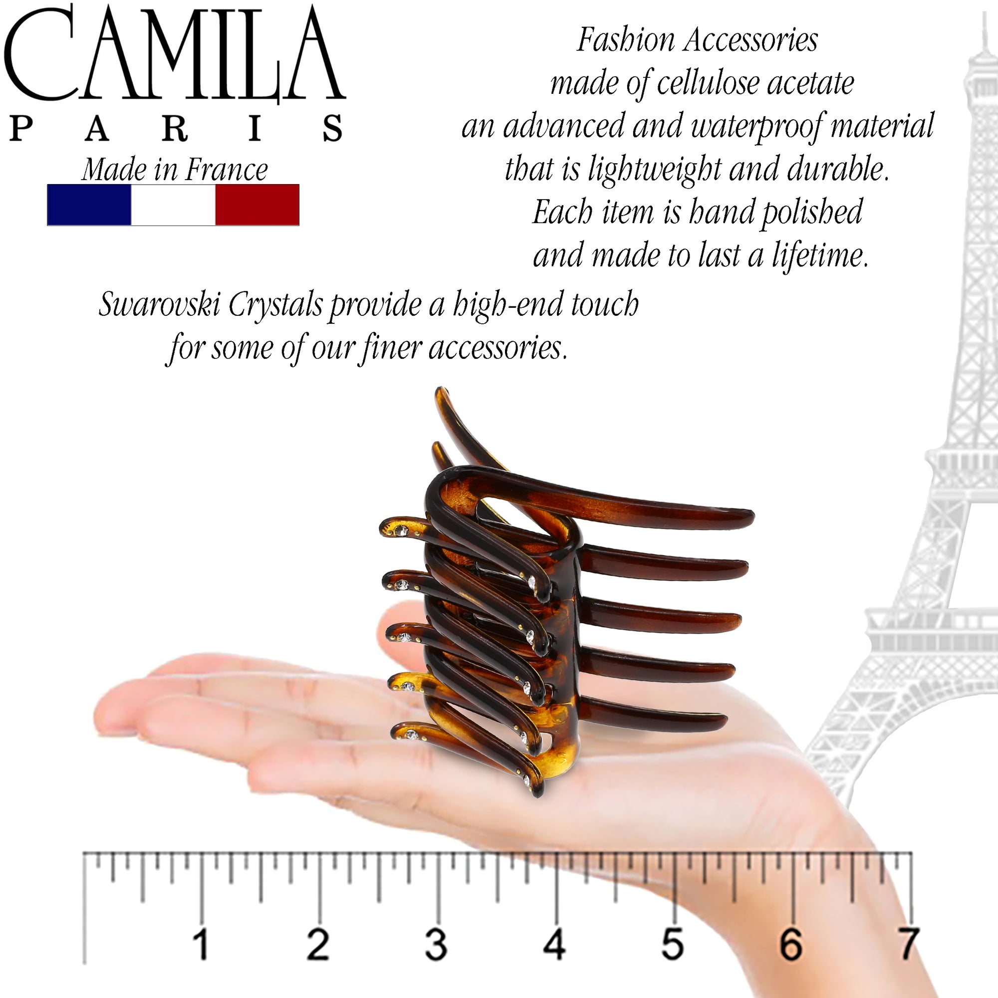 Camila Paris CP2634 Tortoise Shell French Hair Side Comb Interlocking