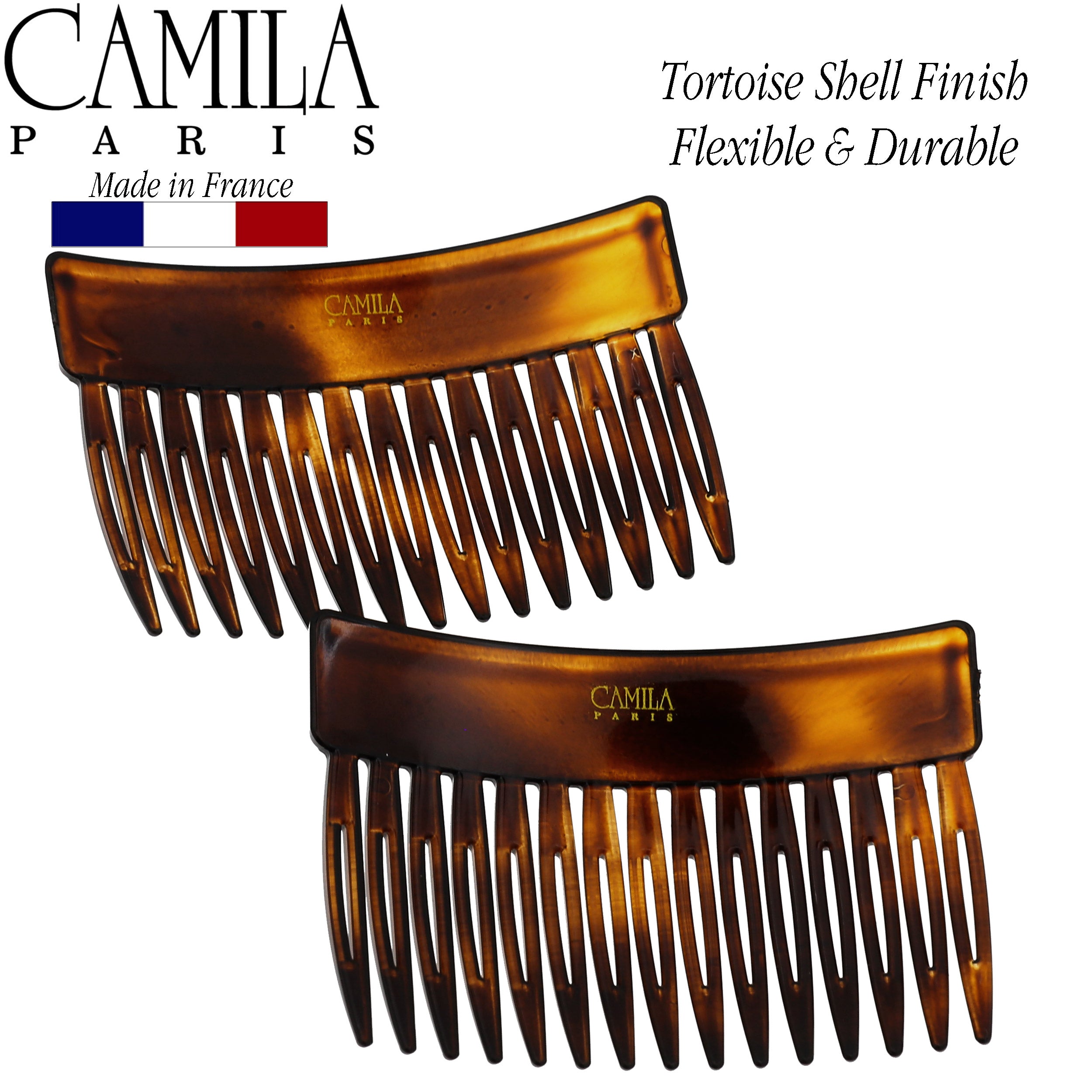 Camila Paris Large Classic Tortoise Shell French Hair Side Comb