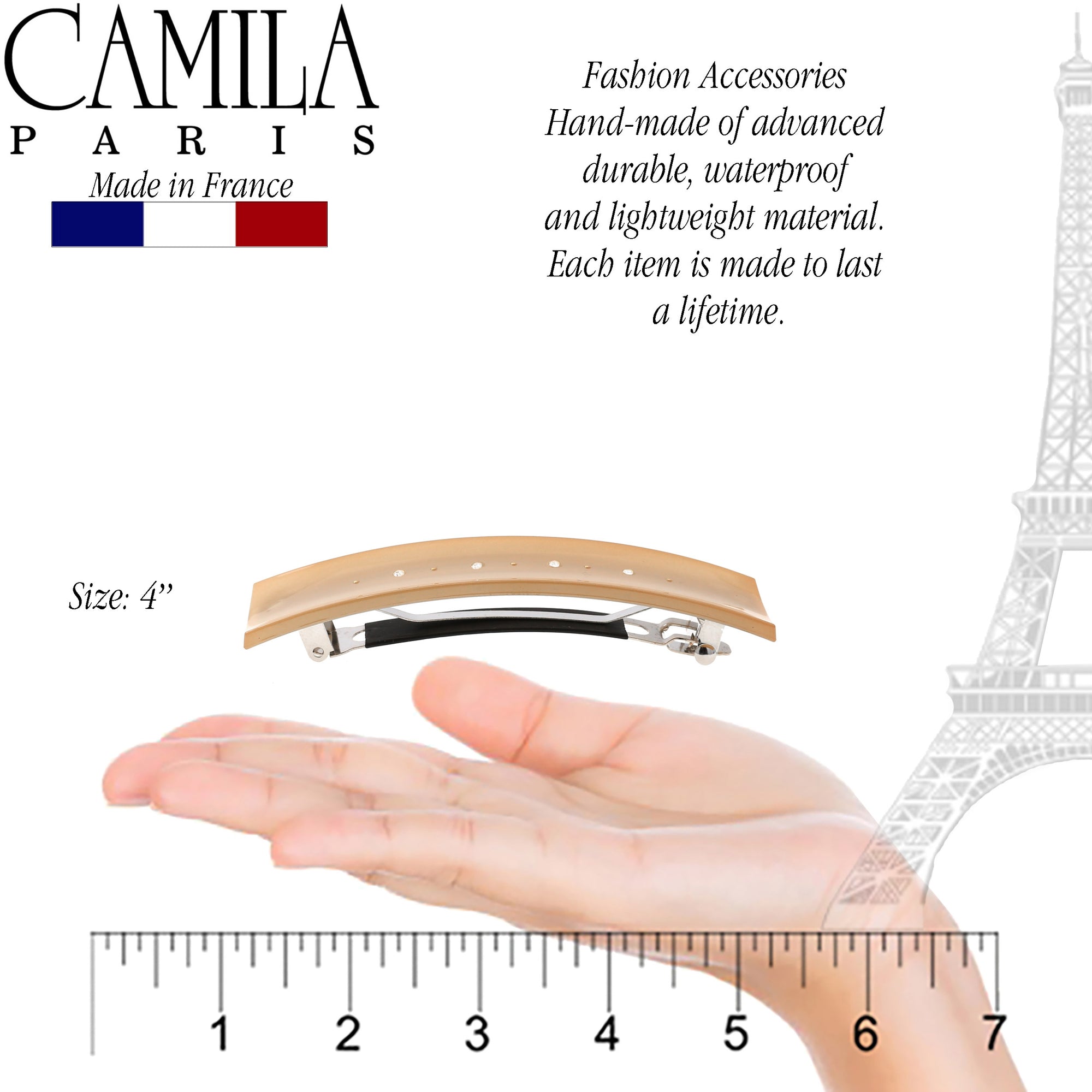 Camila Paris CP2652 Large Black French Hair Barrette Rectangular
