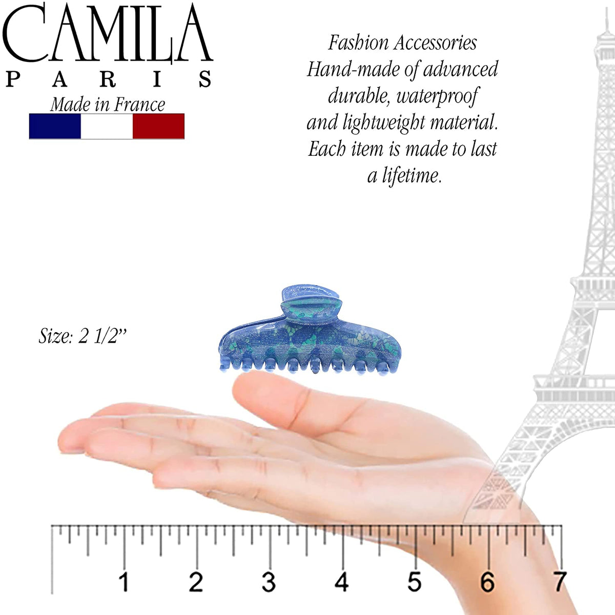 Camila Paris CP3346 French Hair Clip for Women Thick Hair for Long Curly  Wavy Hair, Blue, Girls Hair Claw Clips Fashion Styling Hair Accessories for  Women, Strong Hold No Slip Grip, Made