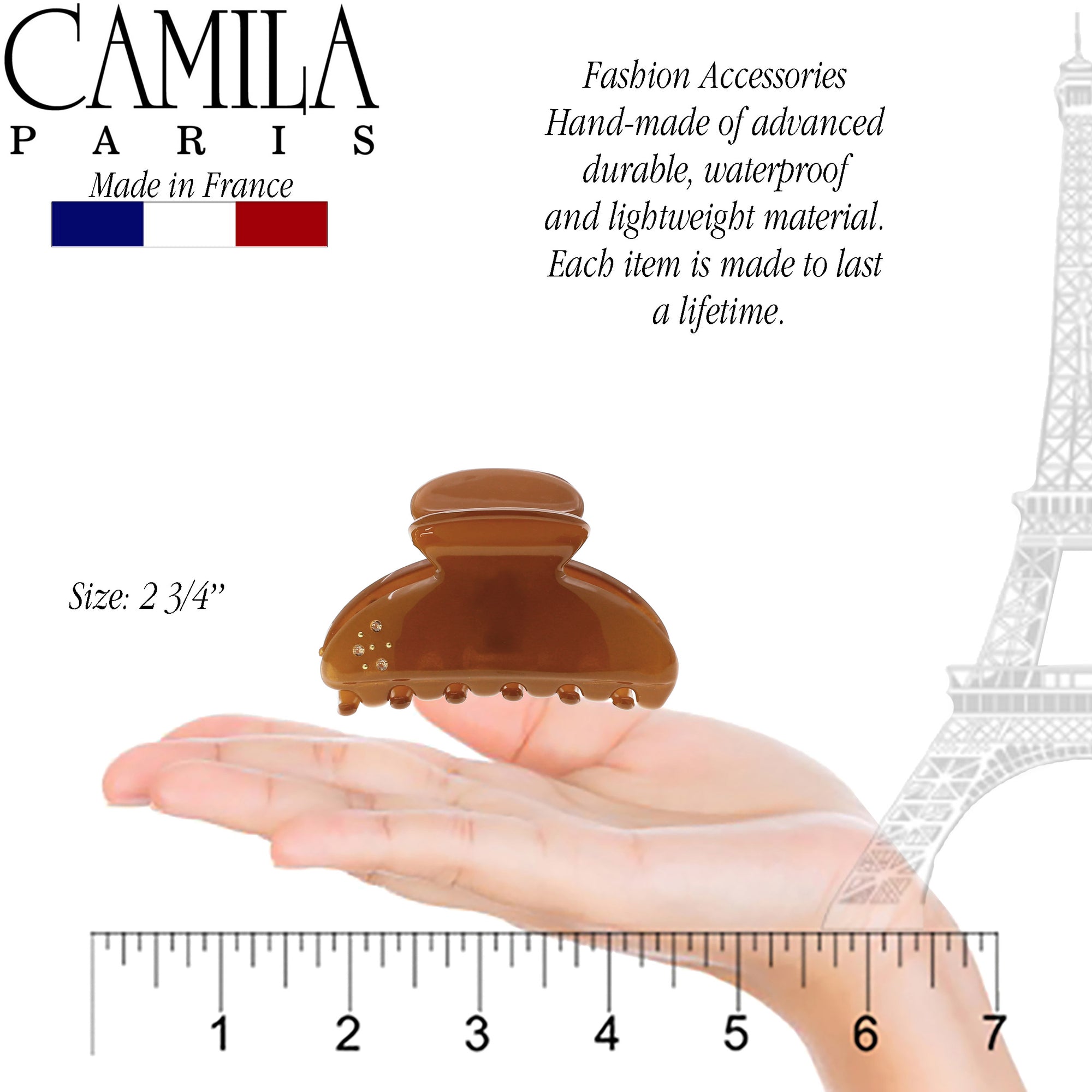 Camila Paris French-Made Hair Claw Clips for Thick Volume with Swarovski Crystals