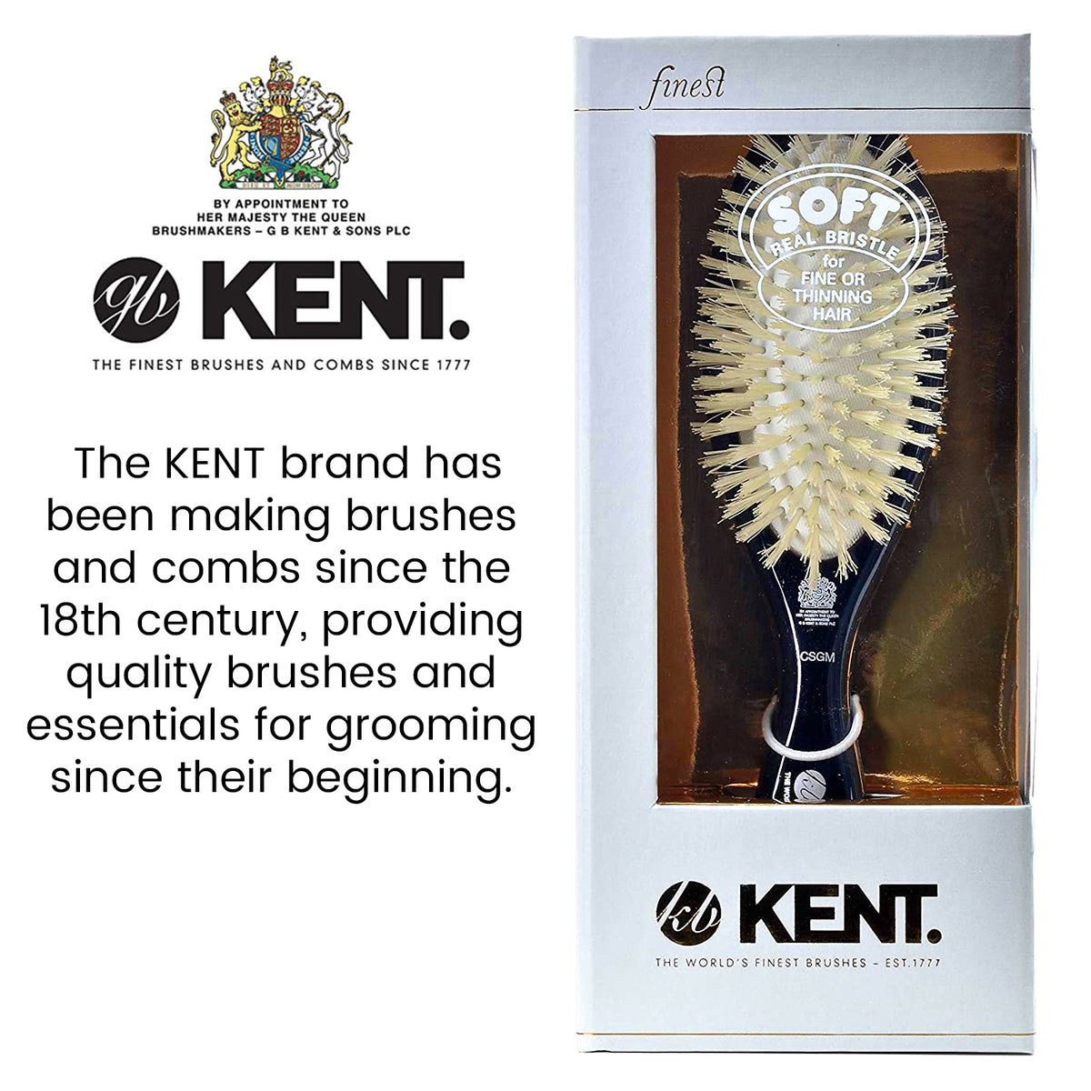 Kent Baby Brush, Super Soft White Bristles, Cherrywood — Perma Brands Canada