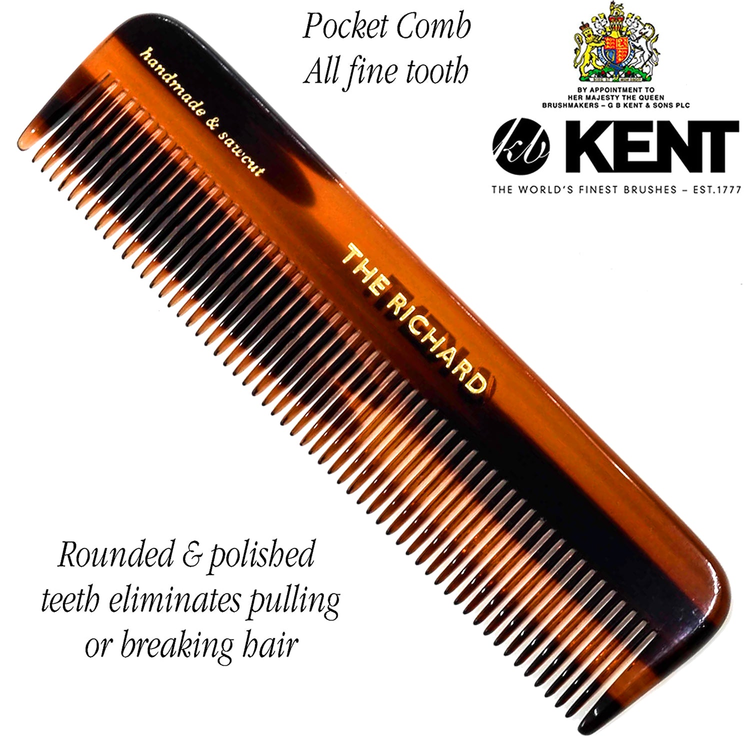 Kent All Fine Tooth Handmade Pocket Comb (4.5")