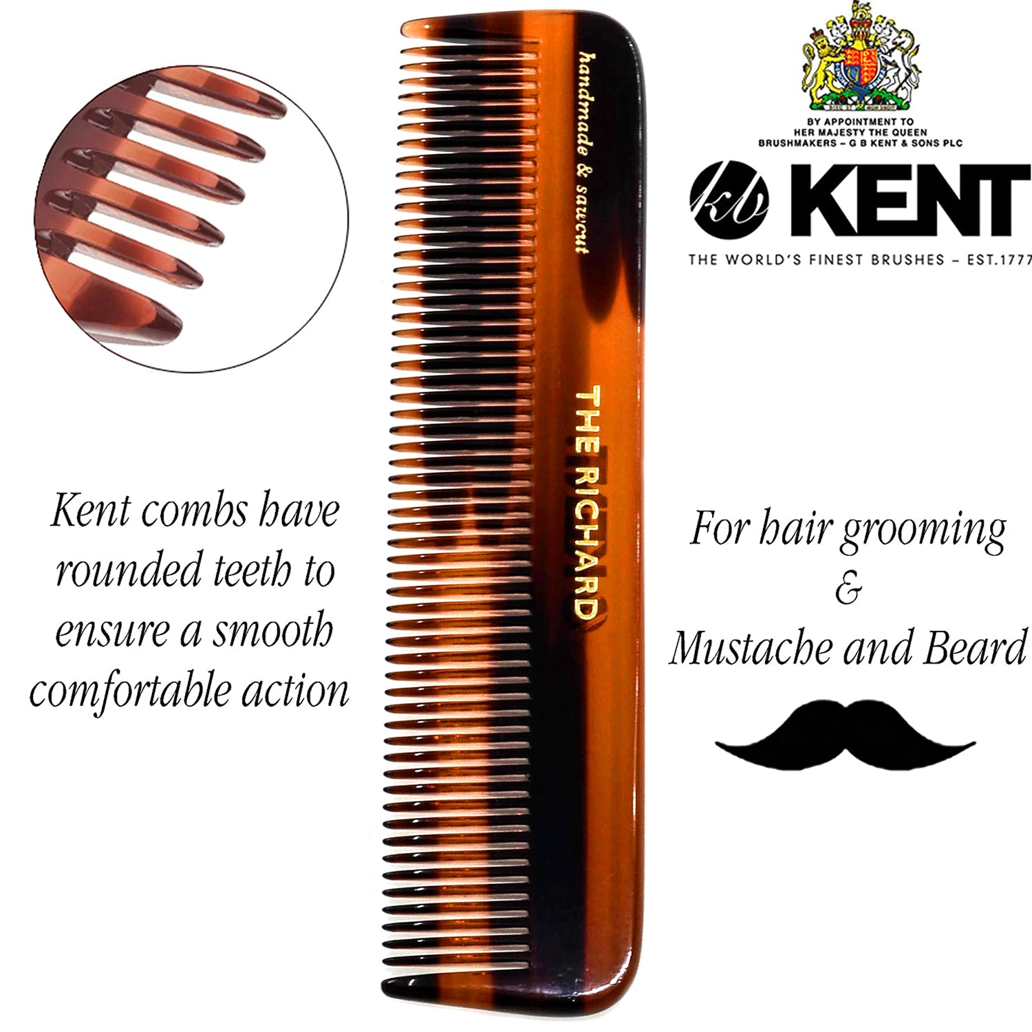 Kent All Fine Tooth Handmade Pocket Comb (4.5")