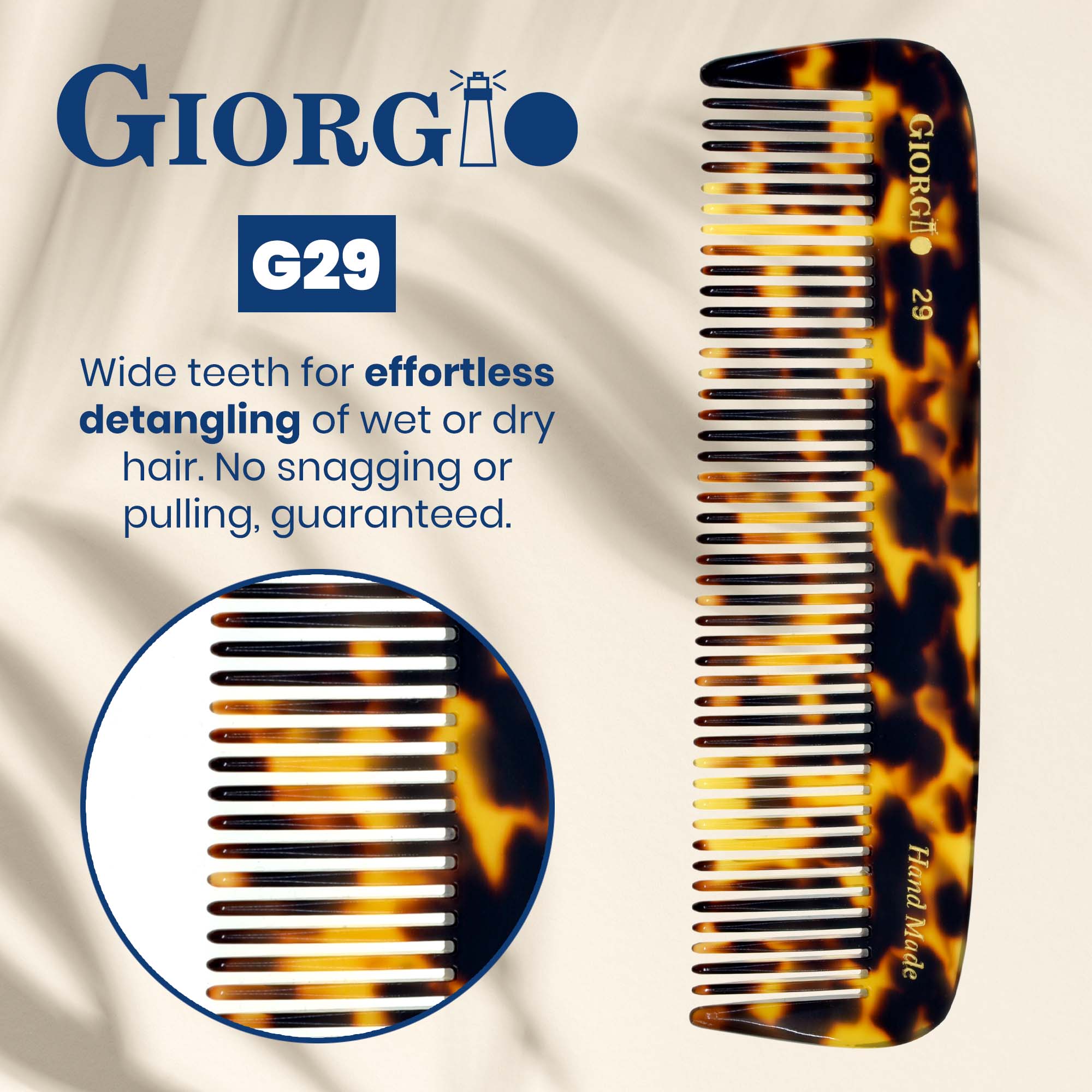 5.5" Handmade Wide Tooth Detangling Comb