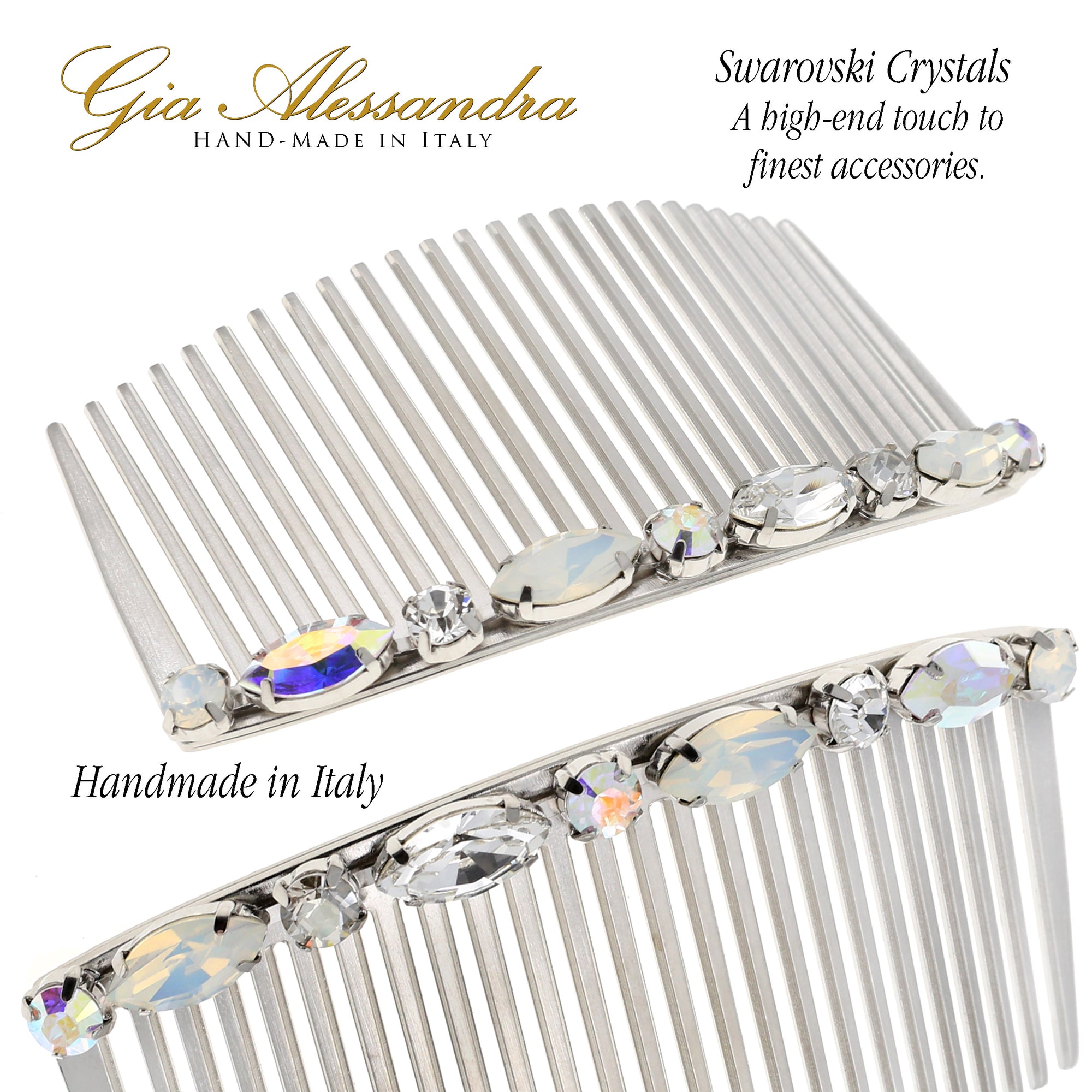 Gia Alessandra GA263 Italian Handmade Hair Combs Swarovski Crystals