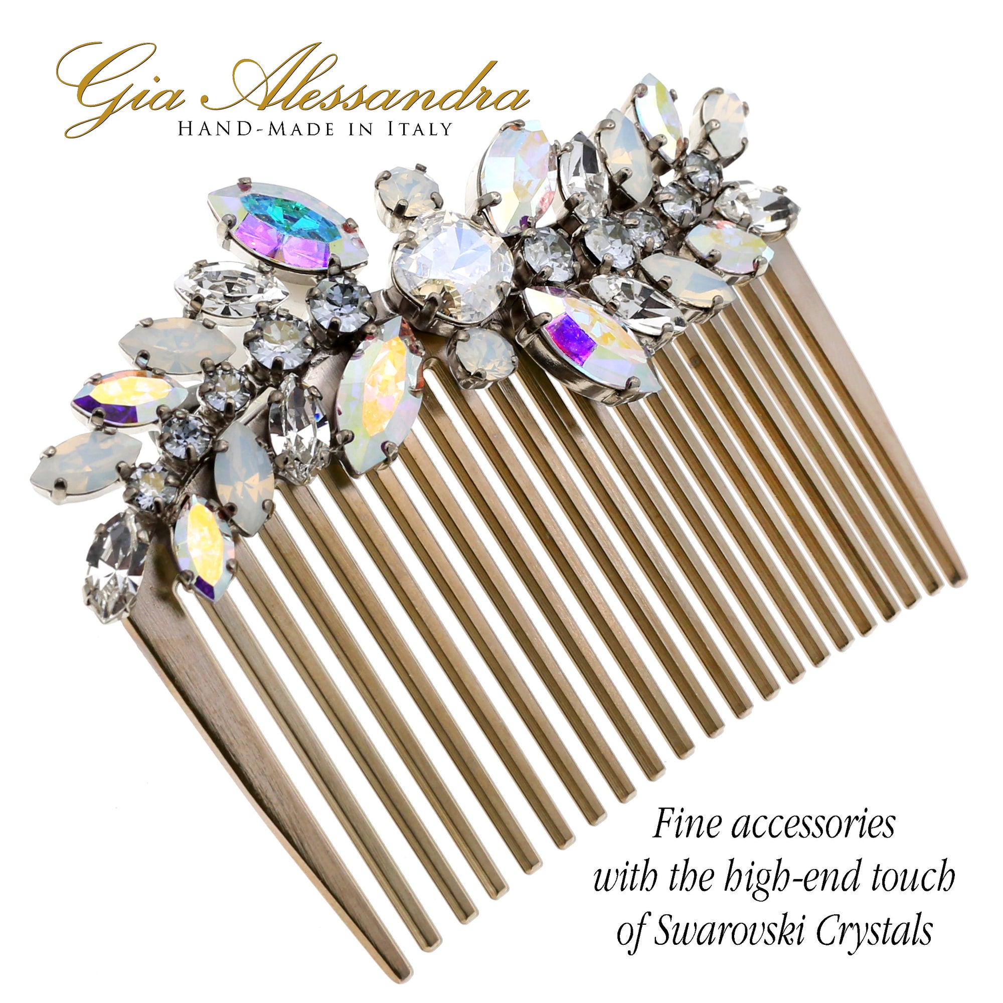 Gia Alessandra GA264 Italian Handmade Hair Combs Swarovski Crystals