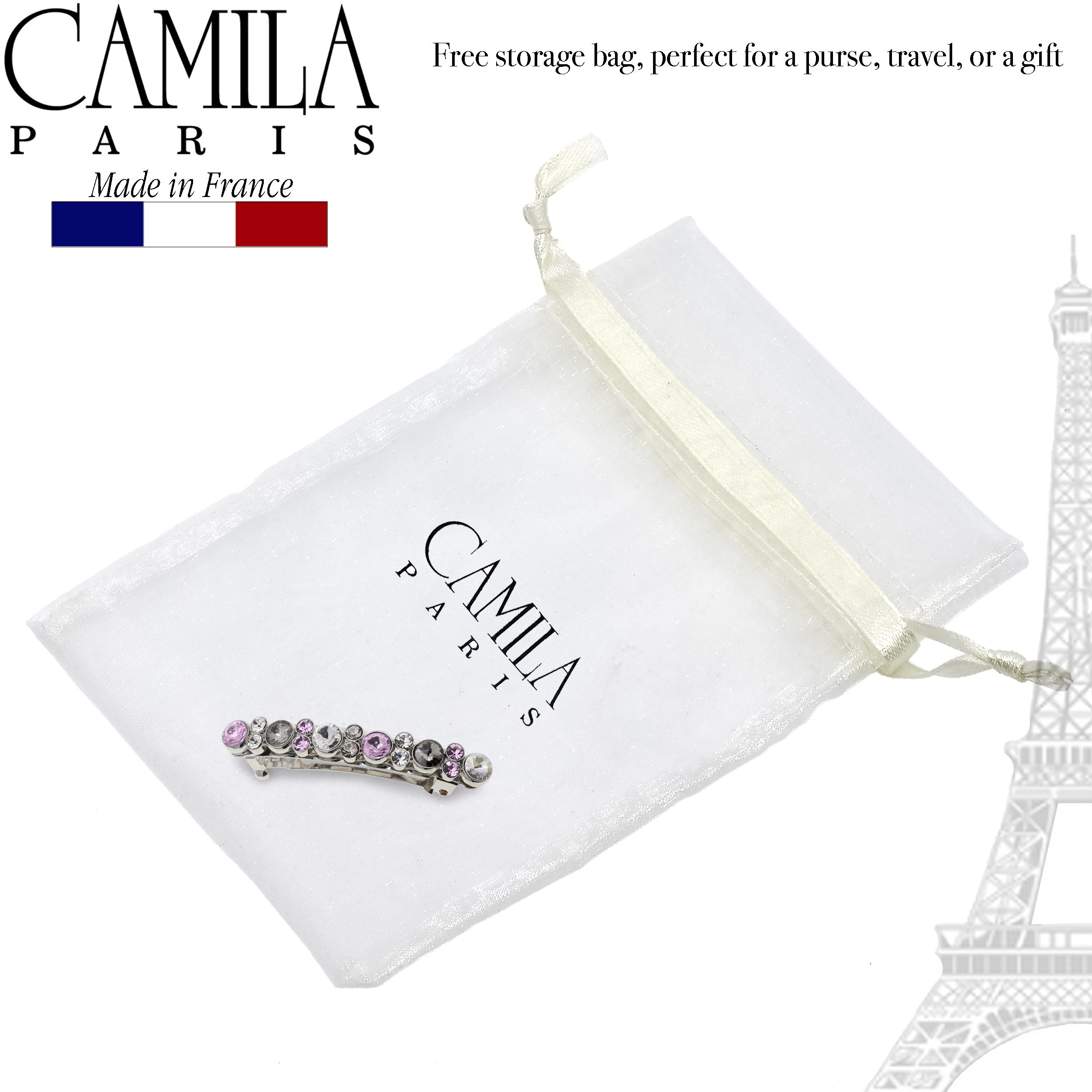 Camila Paris Small Silver Hair Barrette Clip with Swarovski Crystals