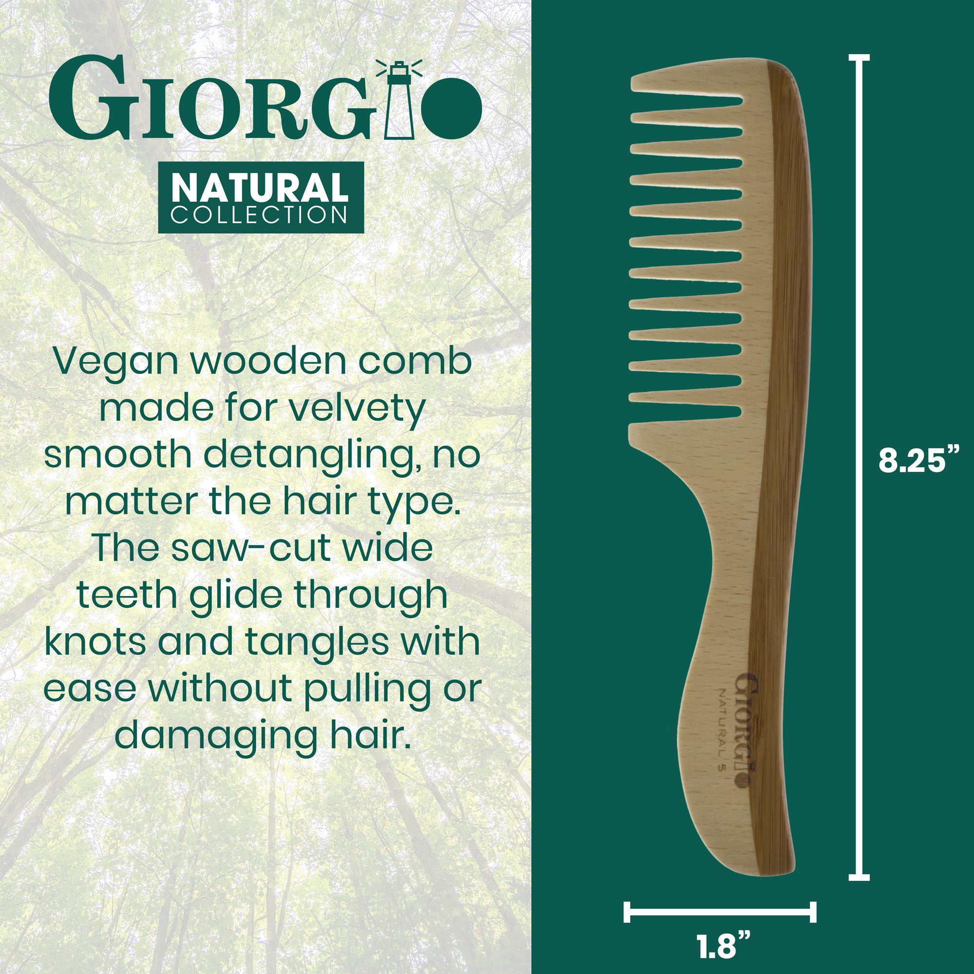  Natural Wooden Detangling Comb
