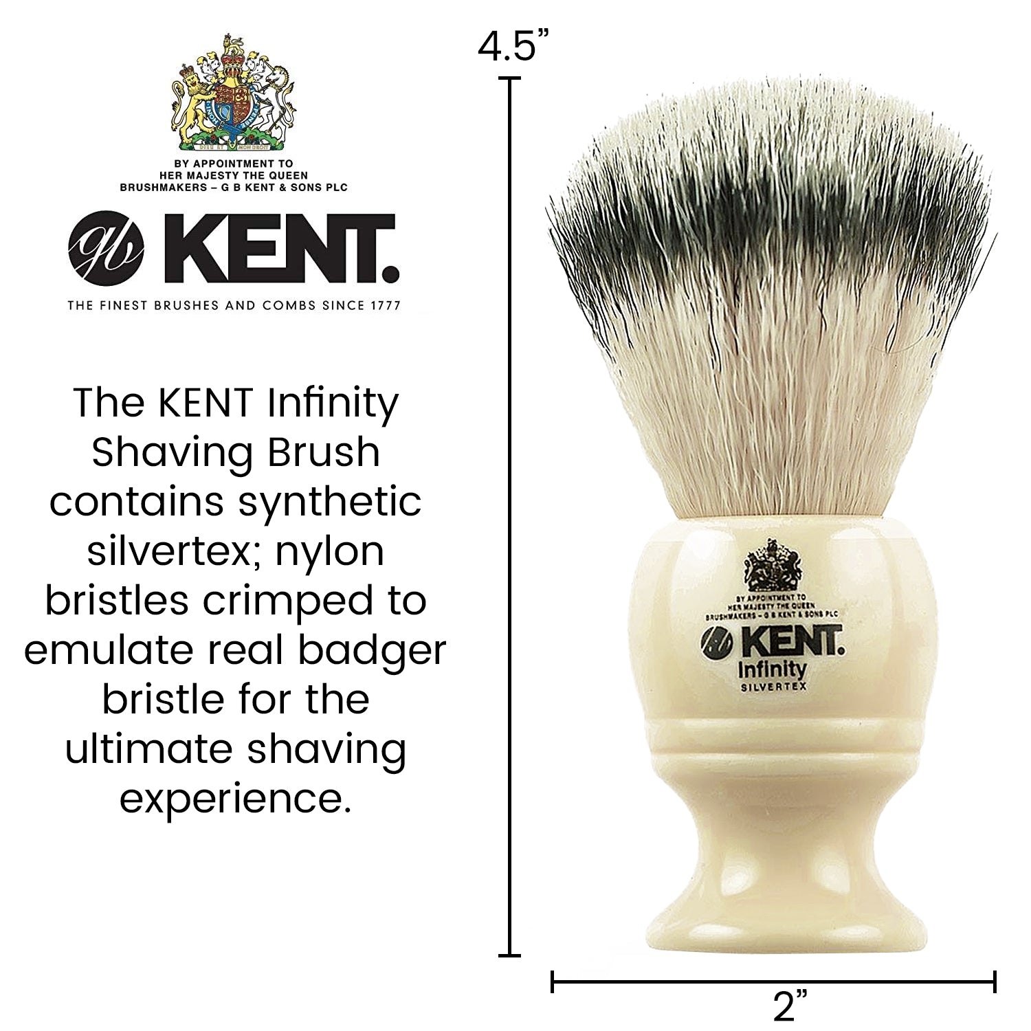 Kent Infinity Ultra-Soft Silvertex Bristles Shaving Brush