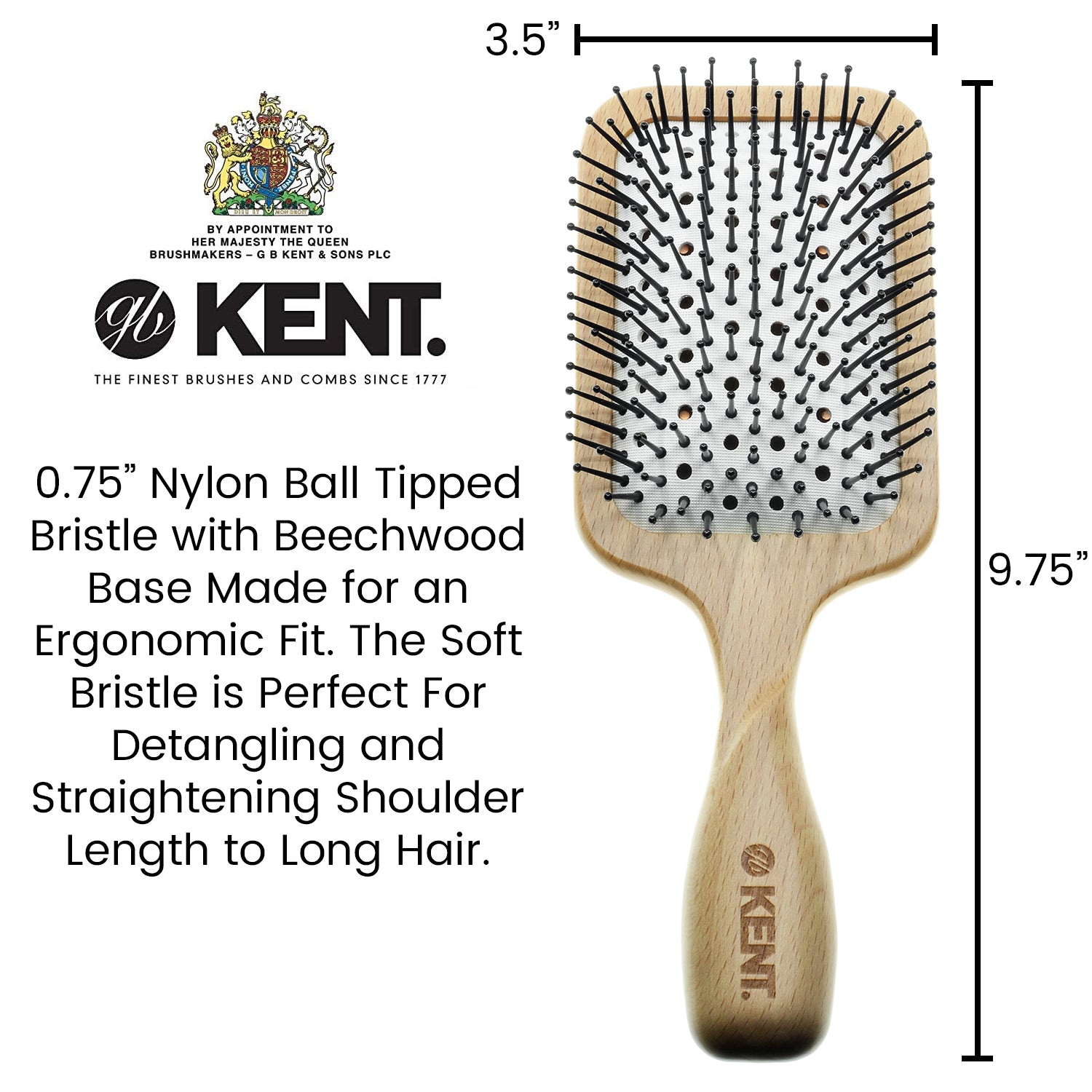 Kent LPF2 Large Cushion Paddle Hair Brush