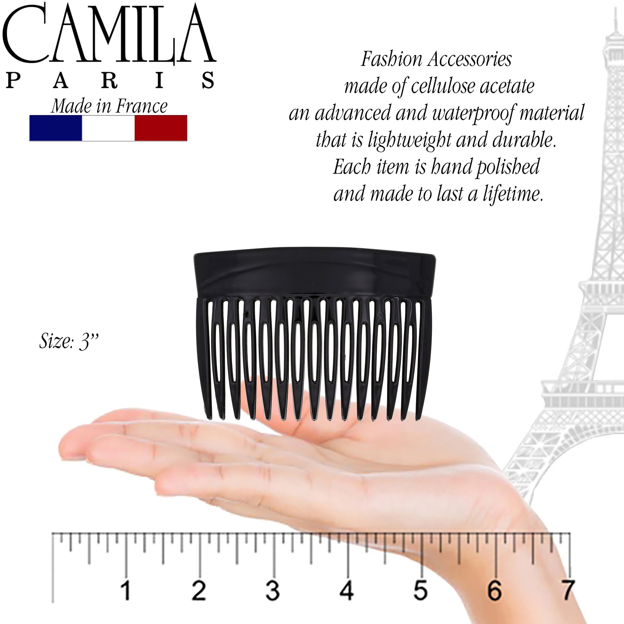 Camila Paris CP2943 Classic Brown French Hair Side Comb for Women