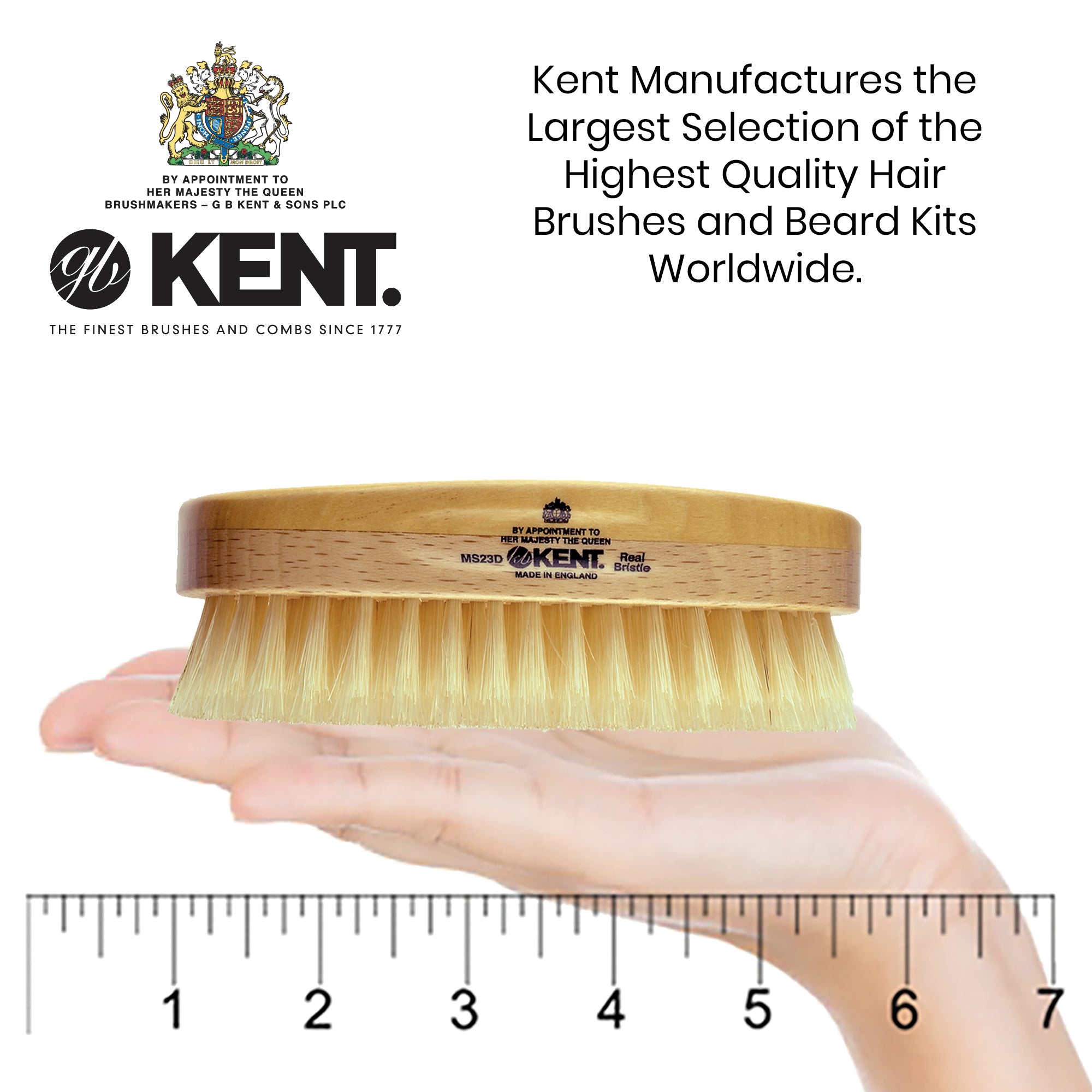 Kent MS23D Men's Club Hair Brush Soft  White Bristle. Sensitive Scalps