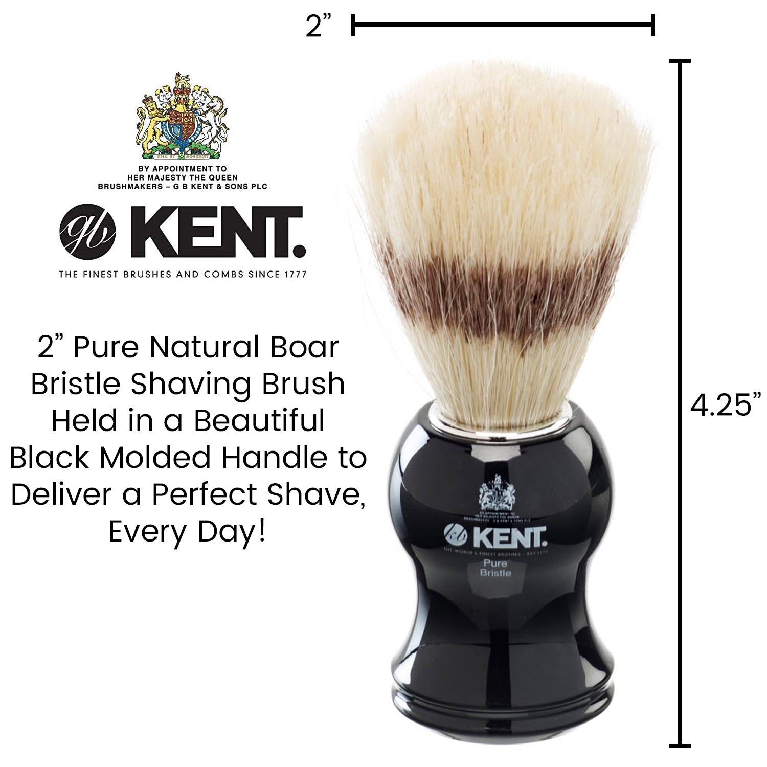 Kent VS60 Black Socket Shaving Brush Pure Badger Bristle Effect