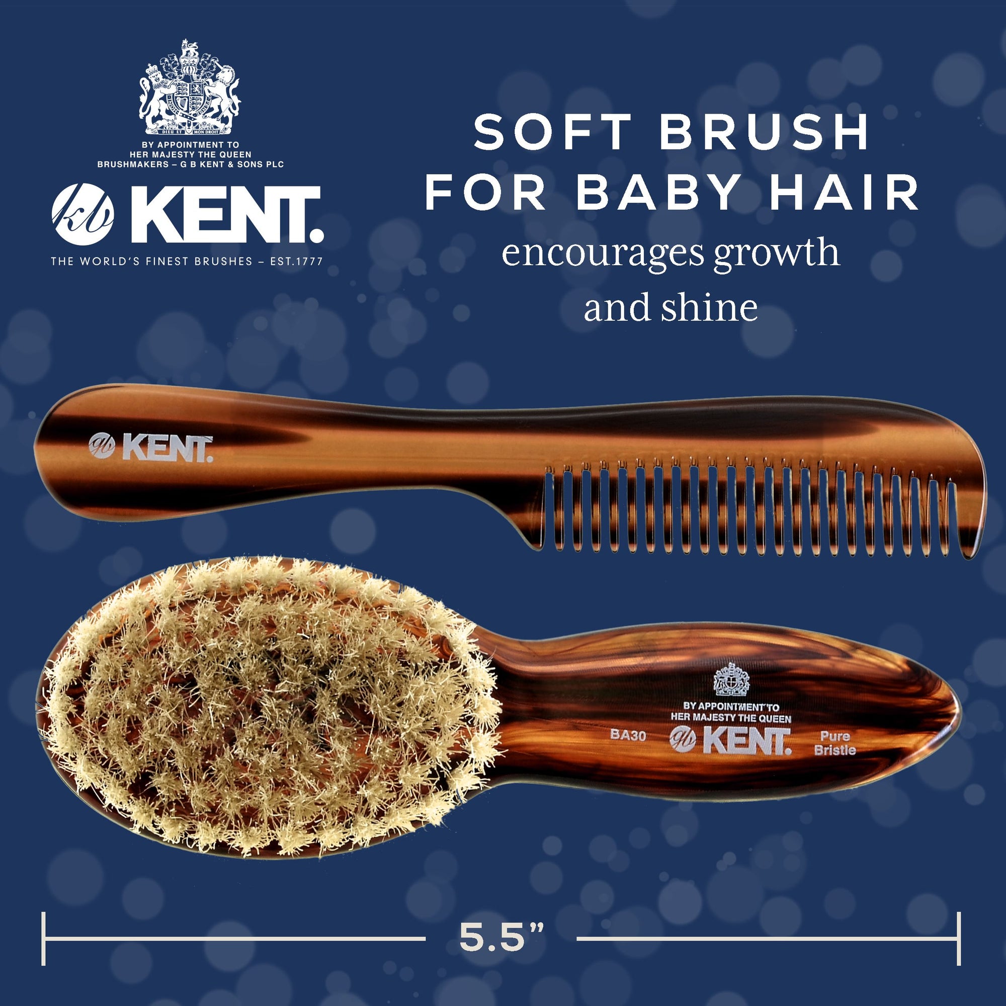 Soft White Boar Bristle Baby Hair Brush & Detangling Comb Kit