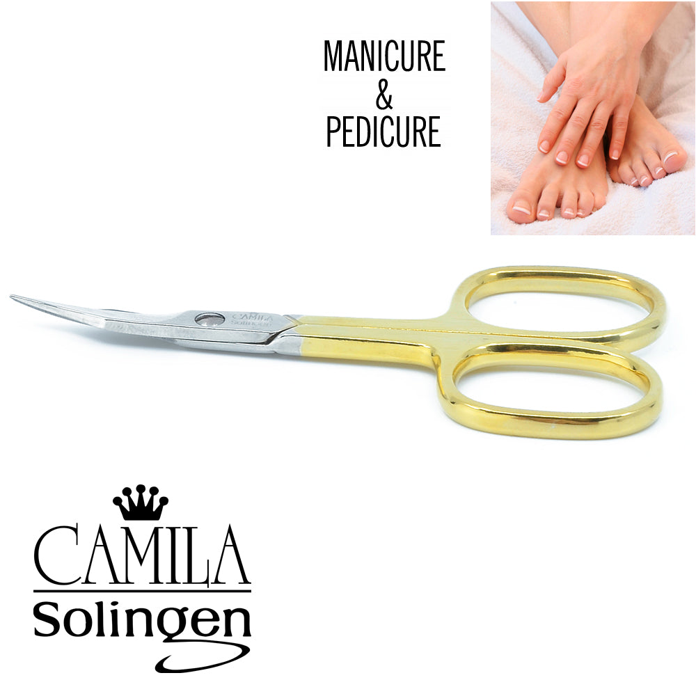 Camila Solingen CS03 3.5 Gold Plated Curved Nail & Cuticle Scissors.