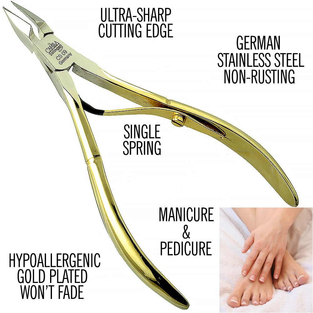 Camila Solingen CS03 3.5 Gold Plated Curved Nail & Cuticle Scissors.