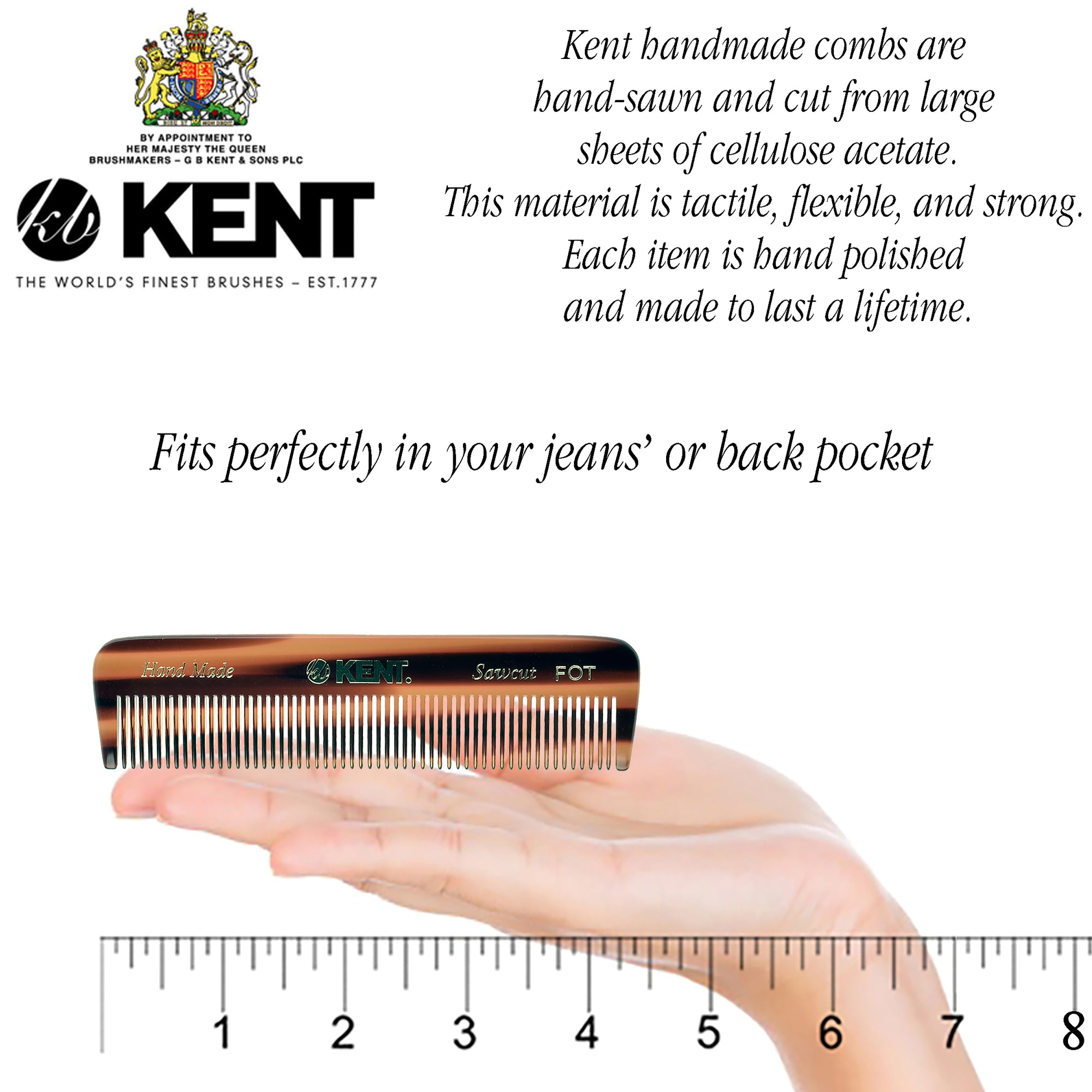 4.5" Handmade Fine Tooth Pocket Comb